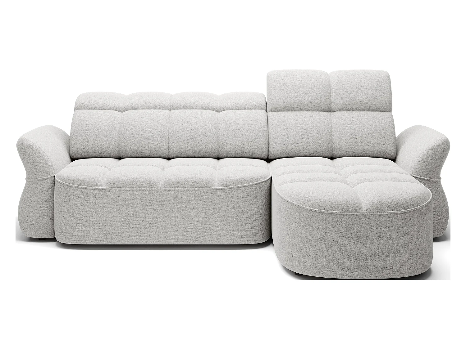 Canapé d’angle tissu CENTURY – Convertible et coffre-Gris perle-angle droit