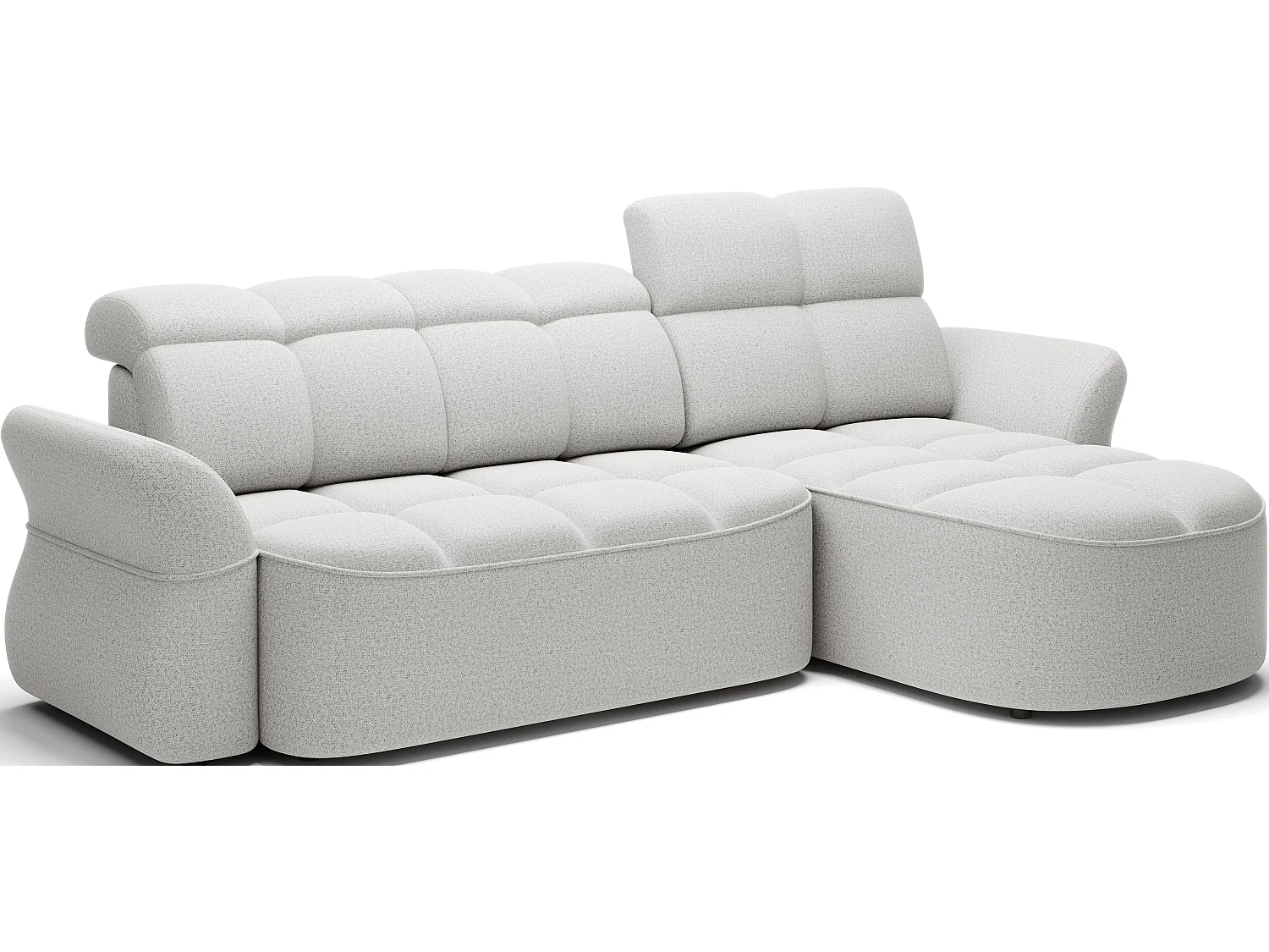 Canapé d’angle tissu CENTURY – Convertible et coffre-Gris perle-angle droit