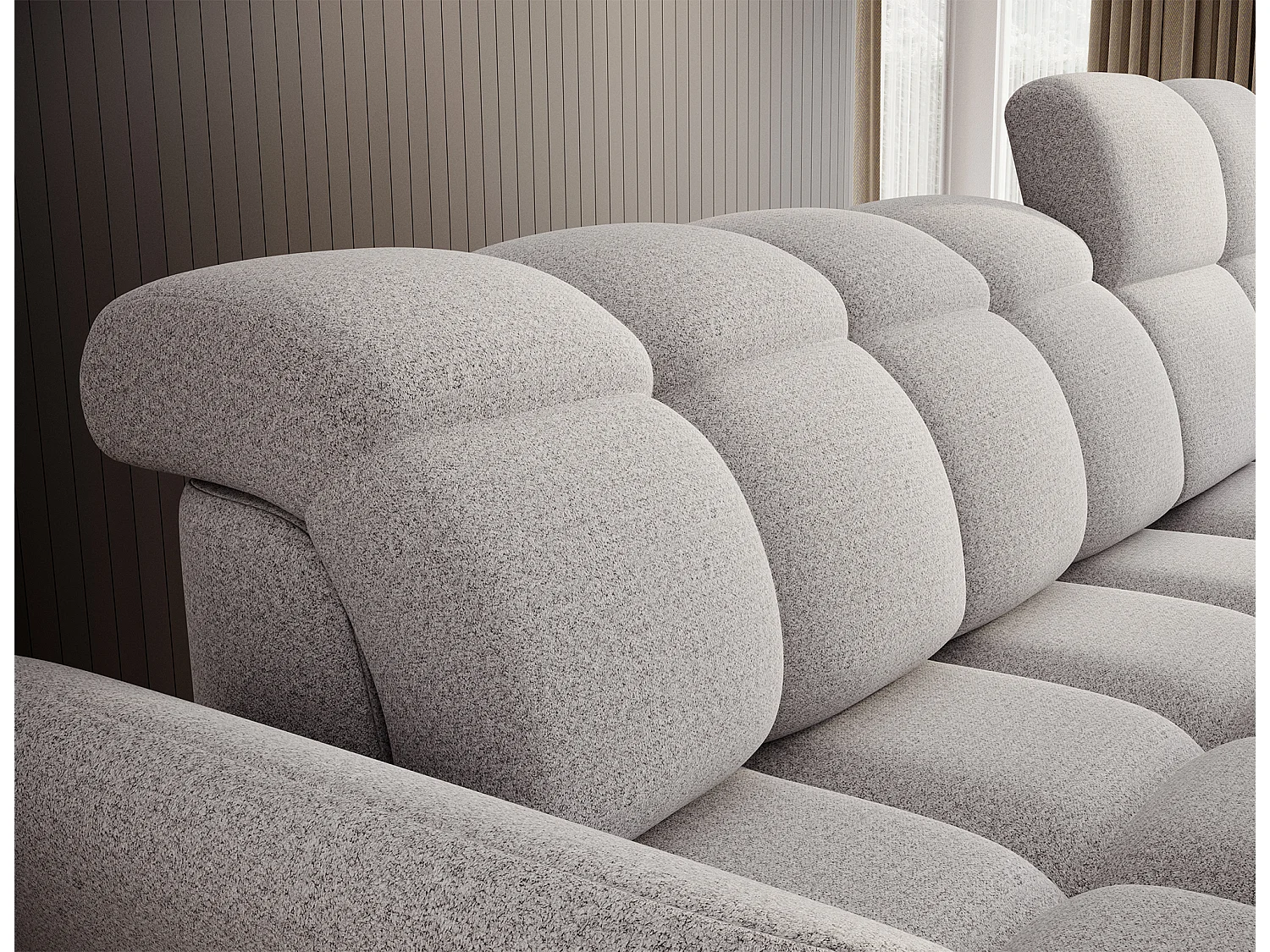 Canapé d’angle tissu CENTURY – Convertible et coffre-Gris perle-angle droit