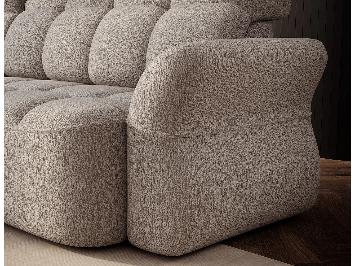 Canapé d’angle tissu CENTURY – Convertible et coffre-Beige-angle gauche