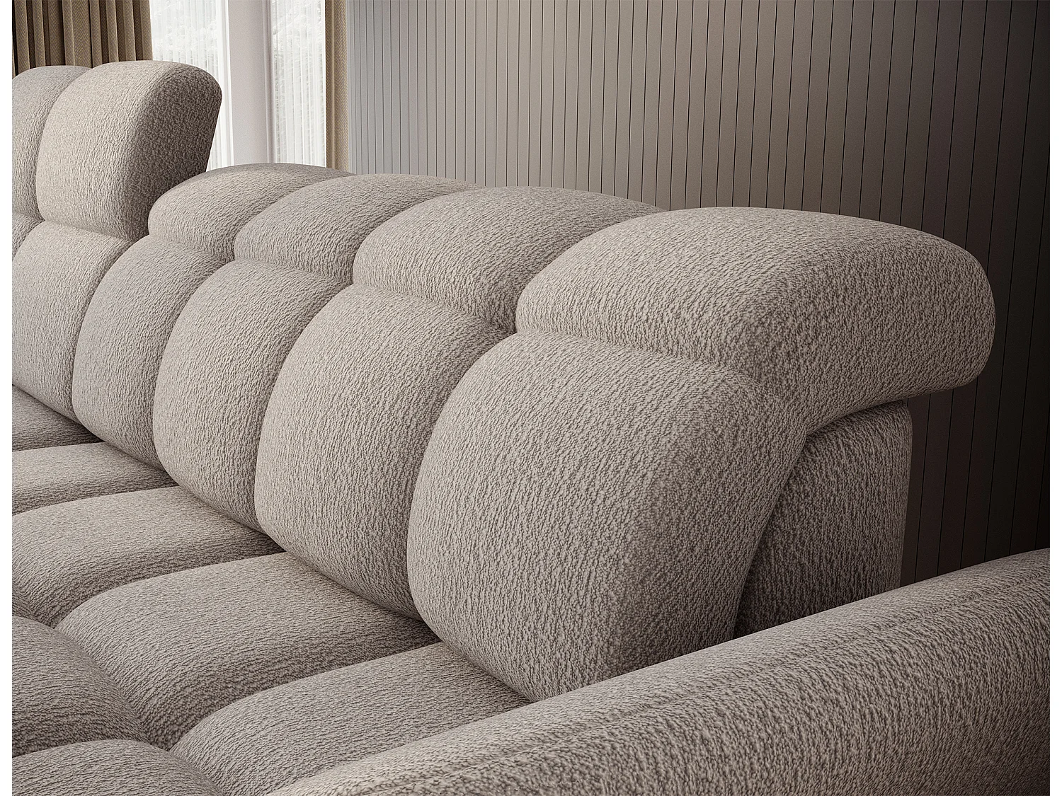 Canapé d’angle tissu CENTURY – Convertible et coffre-Beige-angle gauche