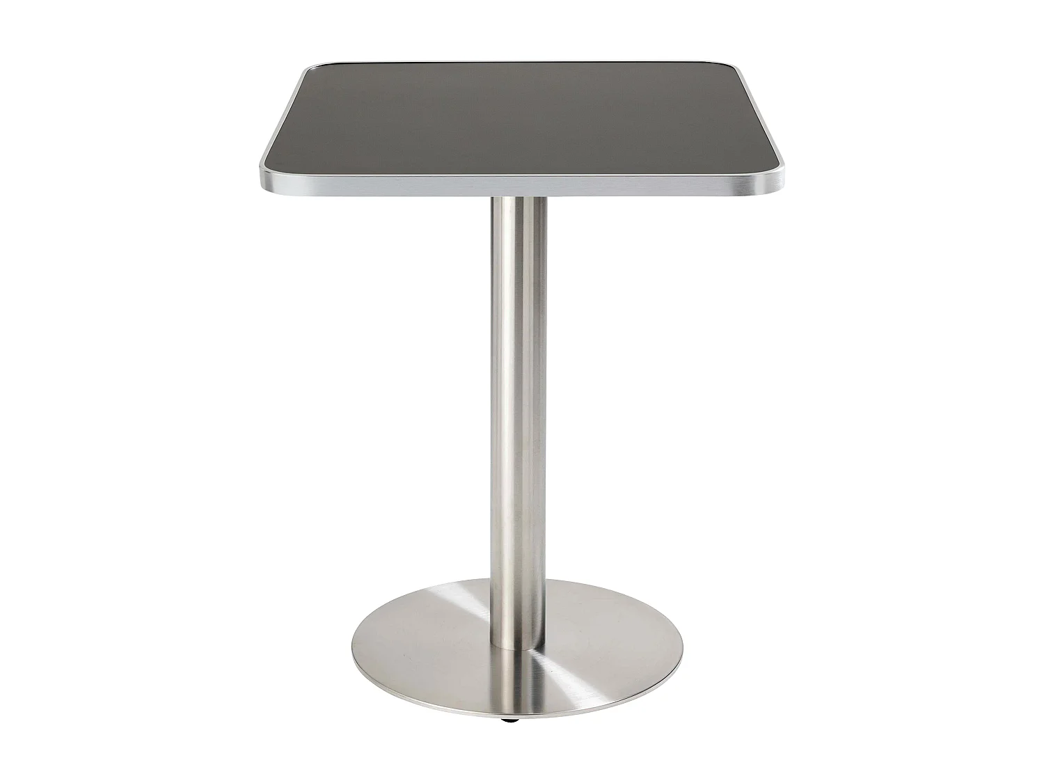 Table à manger 60 x 60 cm pied argent et revêtement noir/argent