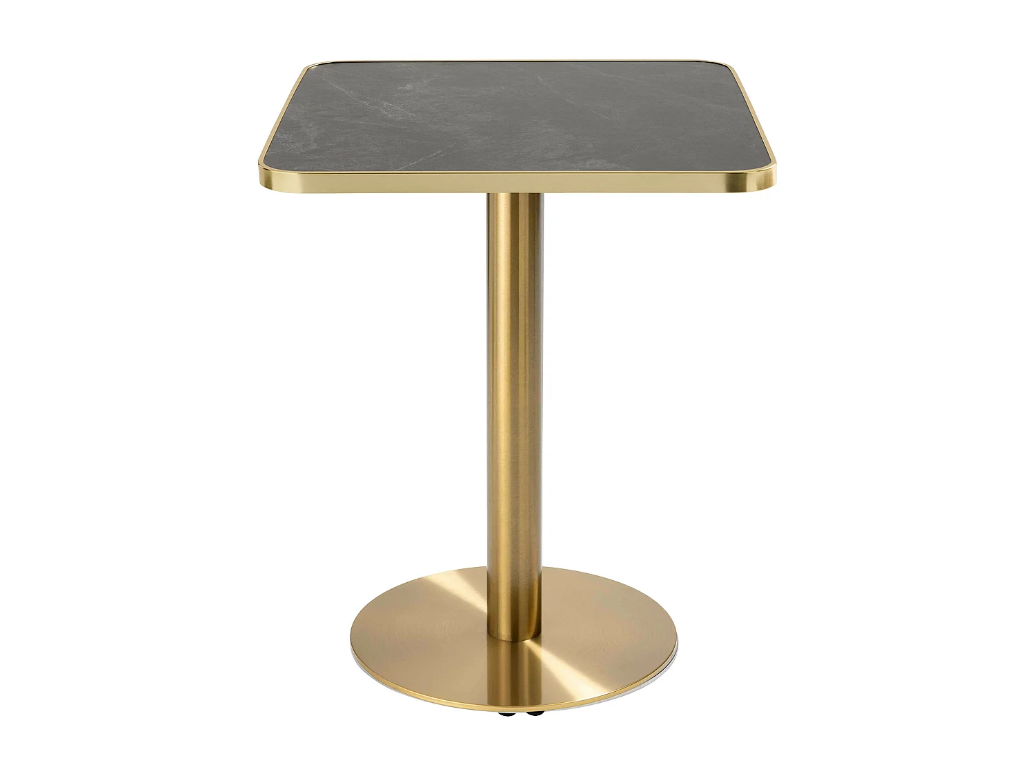 Table à manger 60 x 60 cm pied doré et revêtement noir/doré