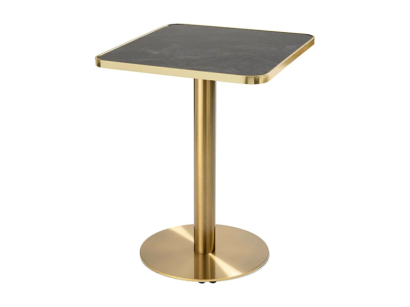 Eettafel 60 x 60 cm met gouden onderstel en zwart/gouden bekleding