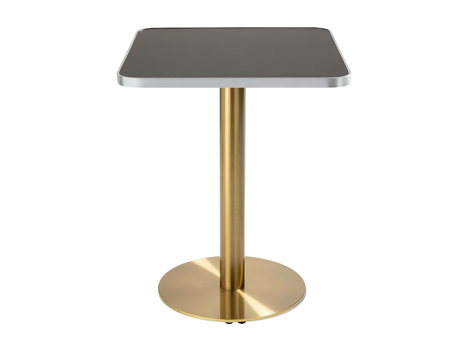 Table à manger 60 x 60 cm pied doré et revêtement noir/argent