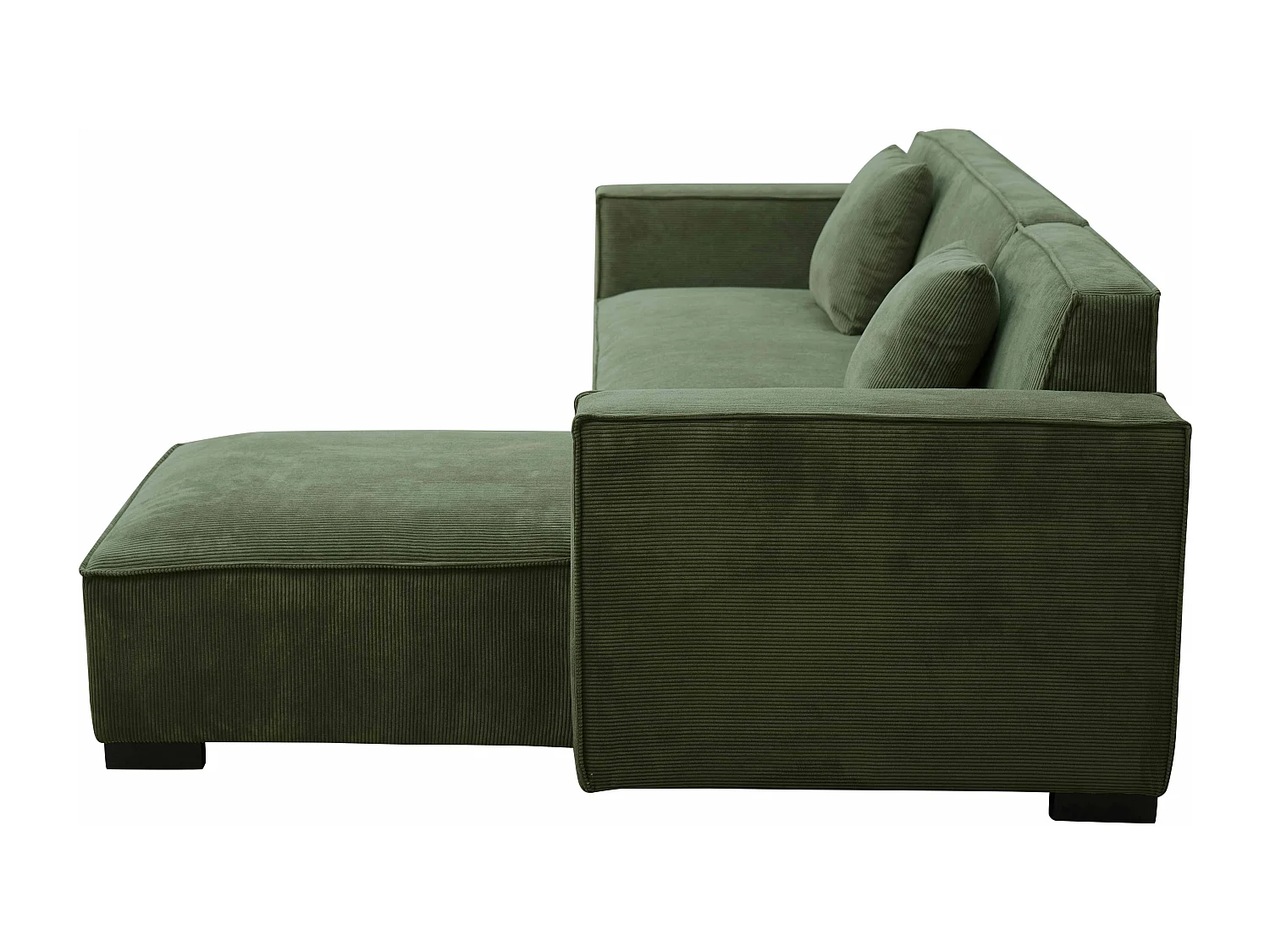 Canapé d'angle droit 3 places droite vert kaki