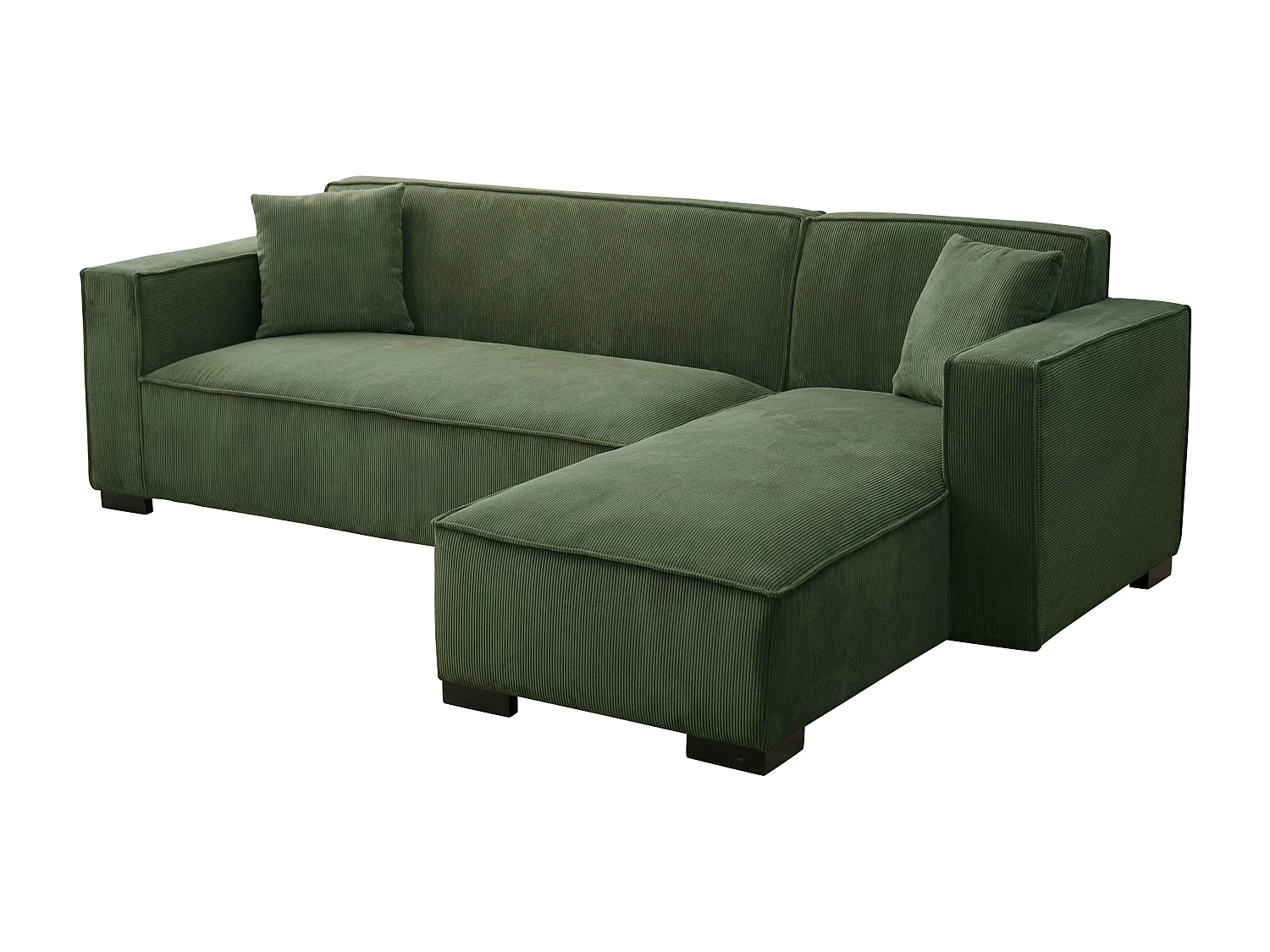 Canapé d'angle droit 3 places droite vert kaki L 247 cm