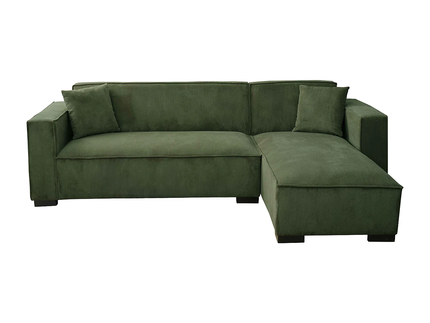 Canapé d'angle droit 3 places droite vert kaki L 247 cm