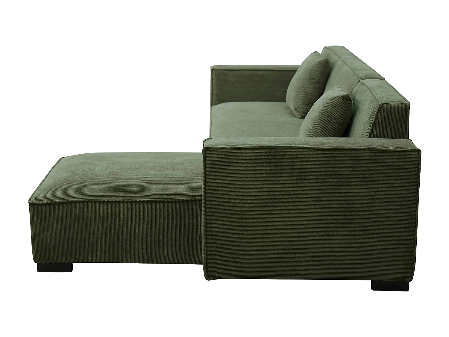 Canapé d'angle droit 3 places droite vert kaki L 247 cm