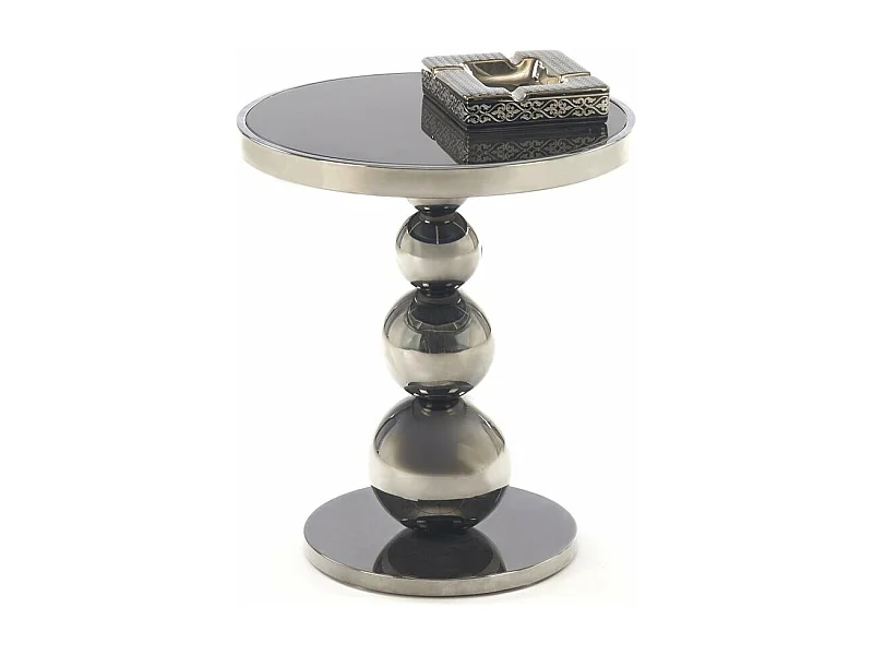 Tavolino Carla/Vetro e acciaio inox/Nero