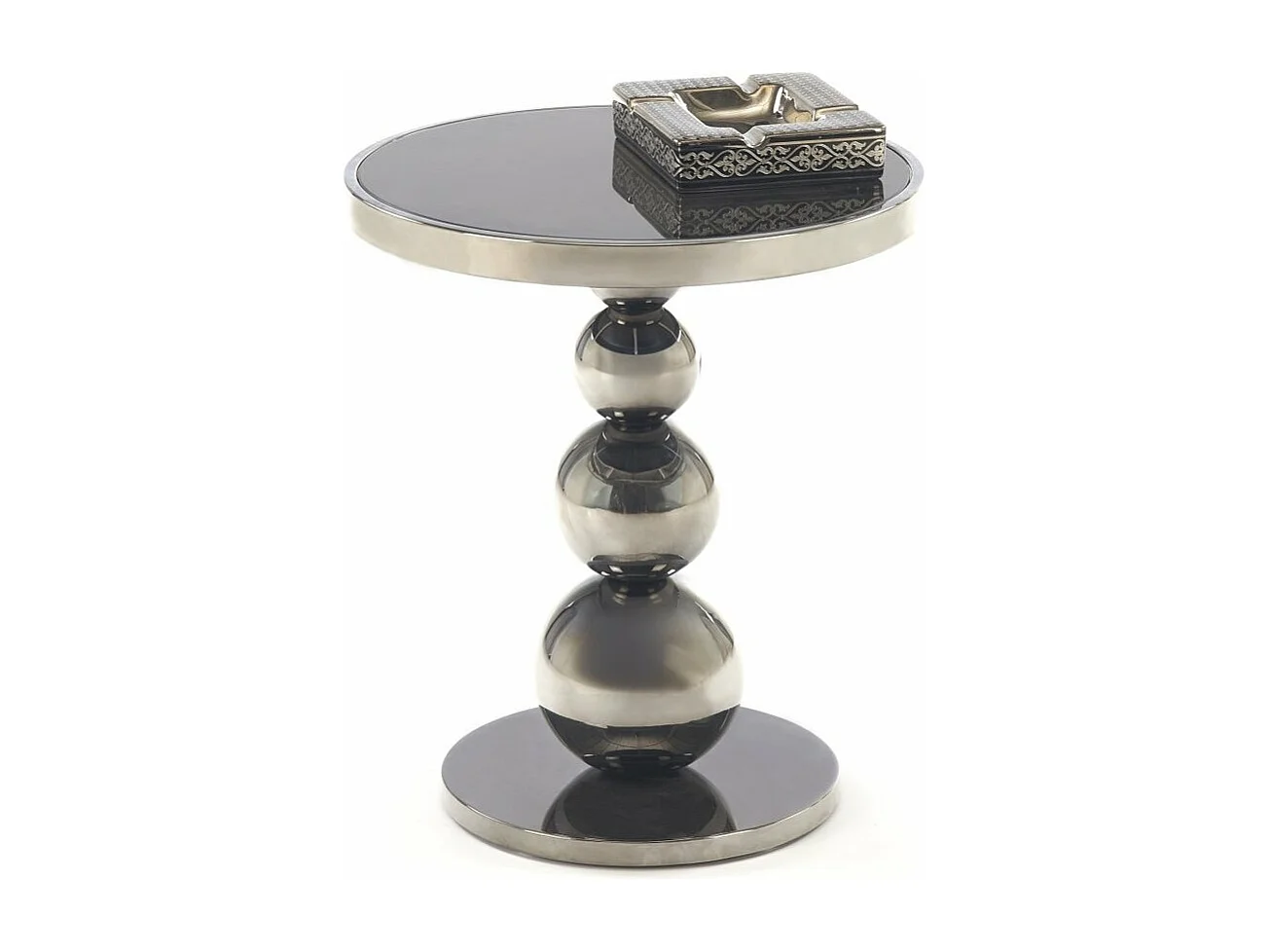 Tavolino Carla/Vetro e acciaio inox/Nero