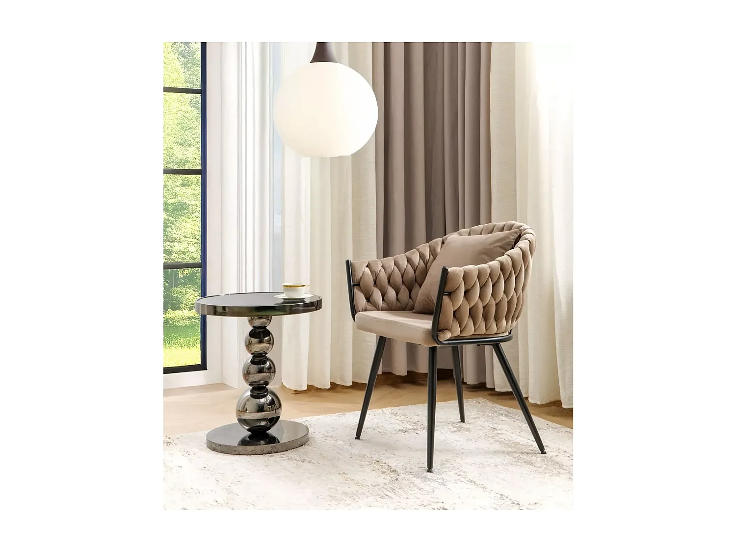 Table d'appoint Carla/Verre et acier inoxydable/Noir