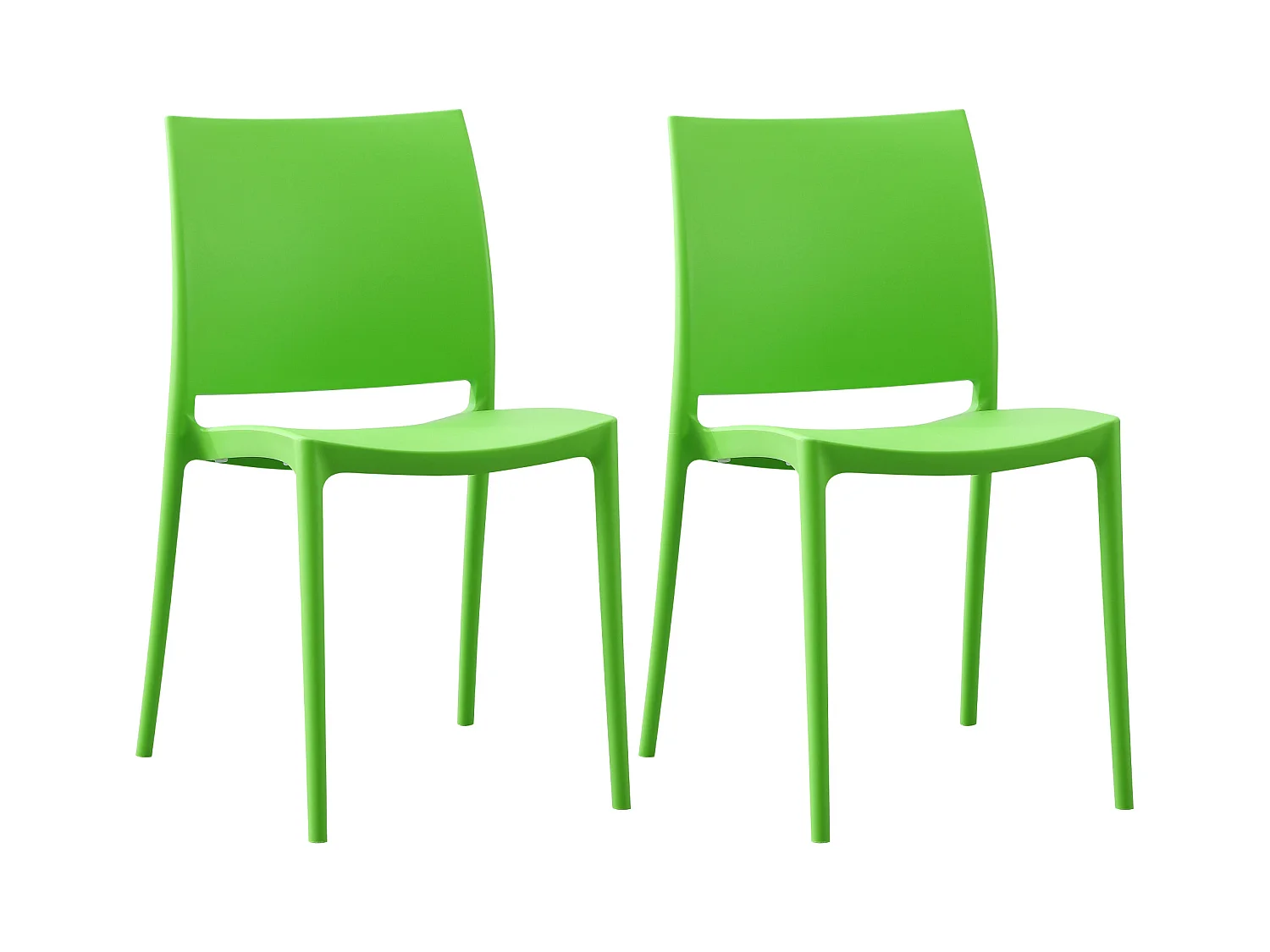 Lot de 2  Chaises de jardin - Plastique - Vert - Meton