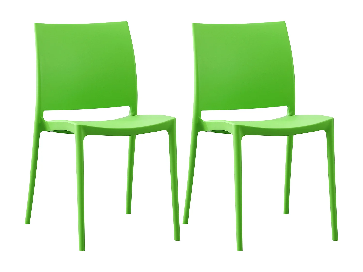 Lot de 2  Chaises de jardin - Plastique - Vert - Meton