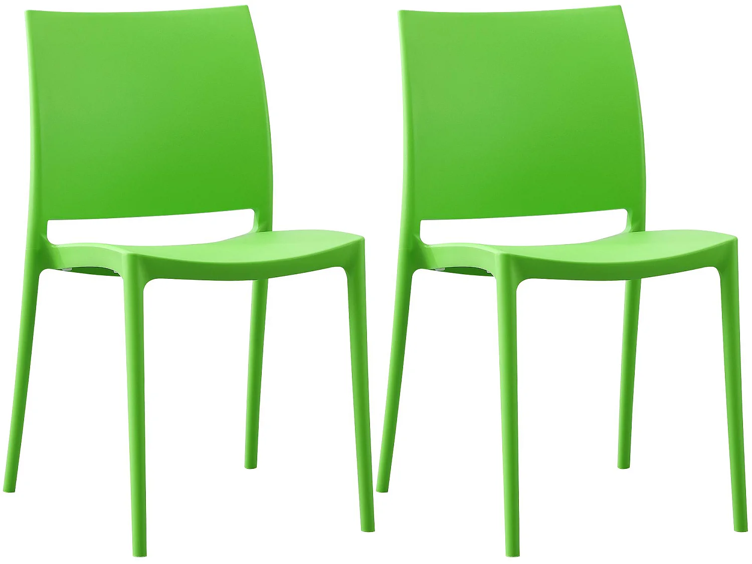 Lot de 2  Chaises de jardin - Plastique - Vert - Meton