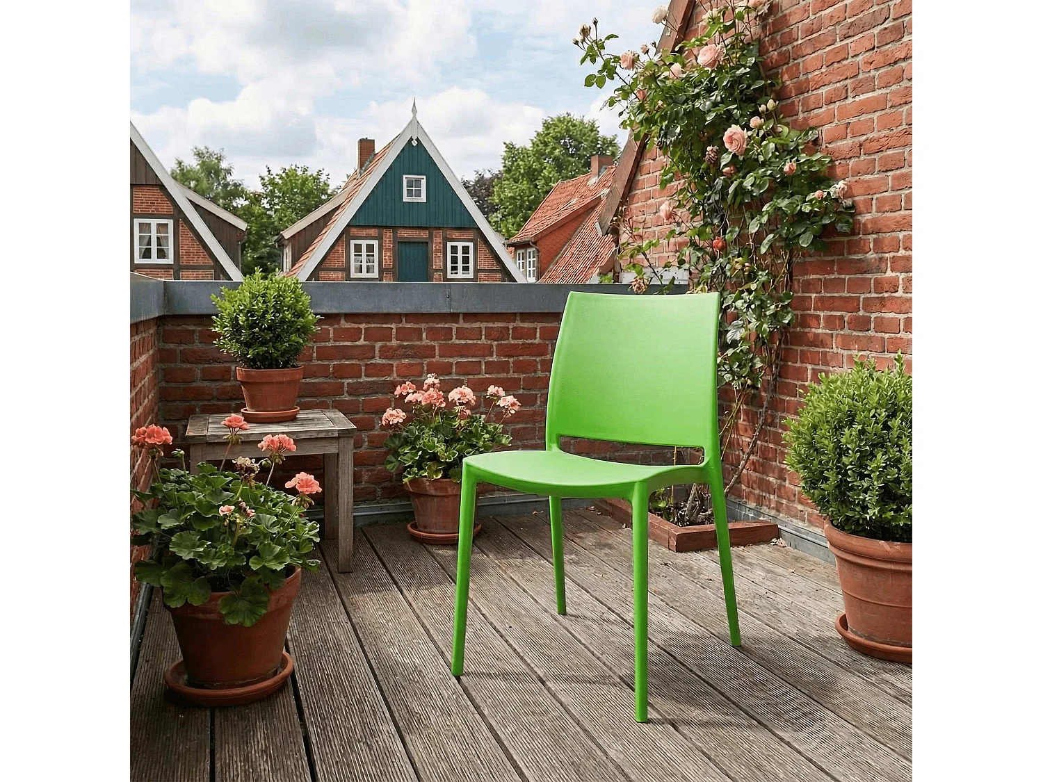 Lot de 2  Chaises de jardin - Plastique - Vert - Meton