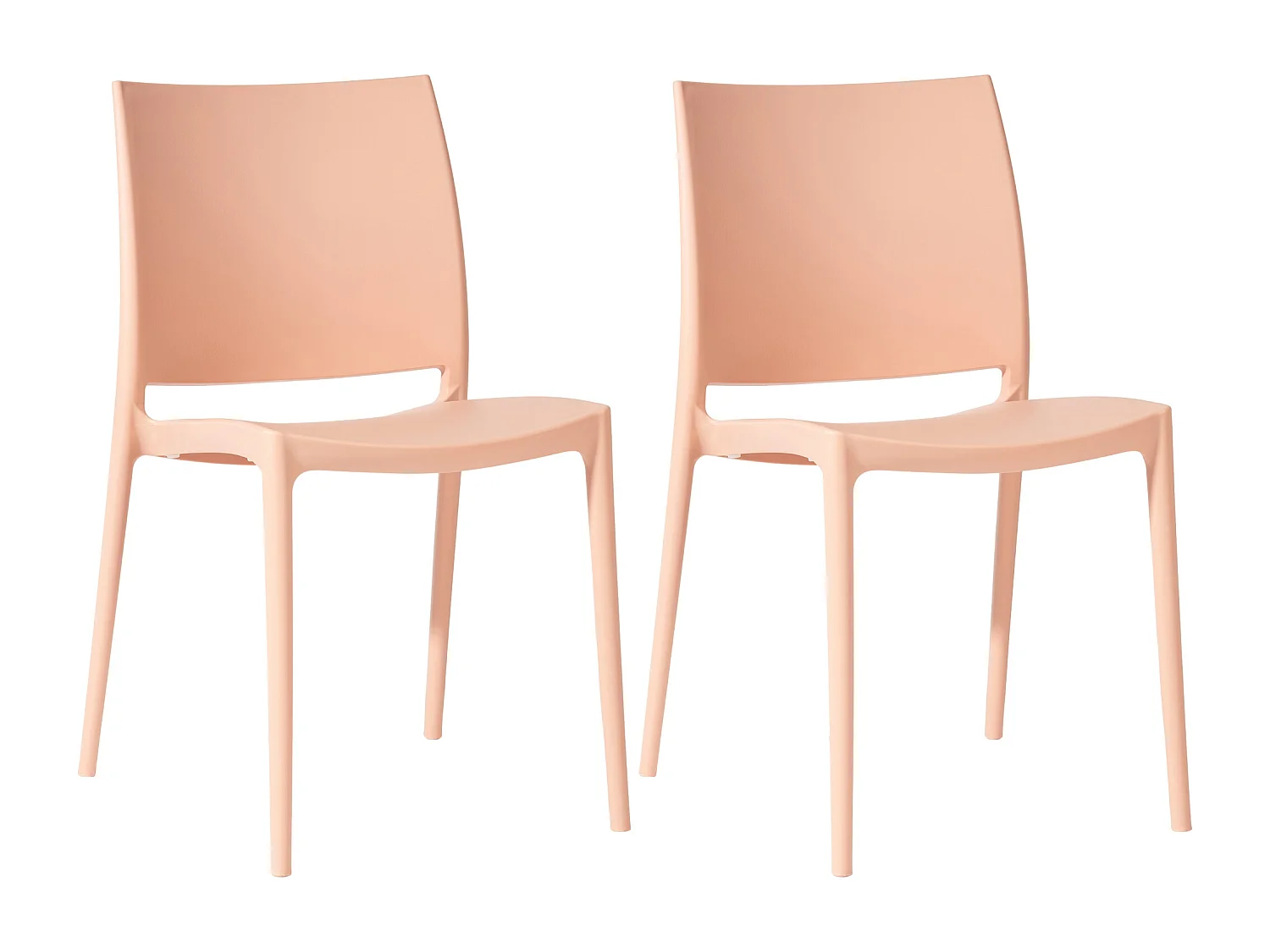 Lot de 2  Chaises de jardin - Plastique - Pêche - Meton