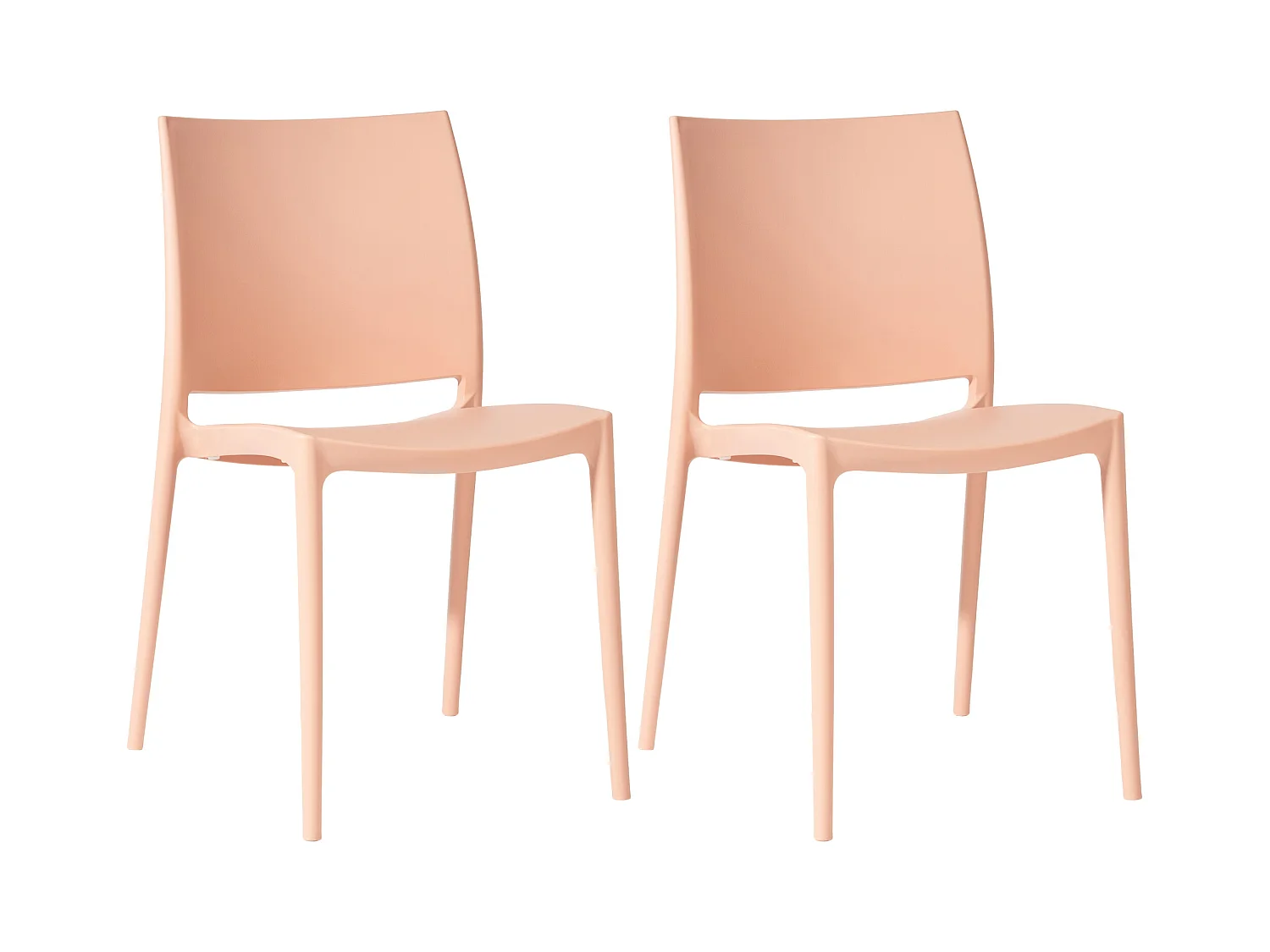 Lot de 2  Chaises de jardin - Plastique - Pêche - Meton