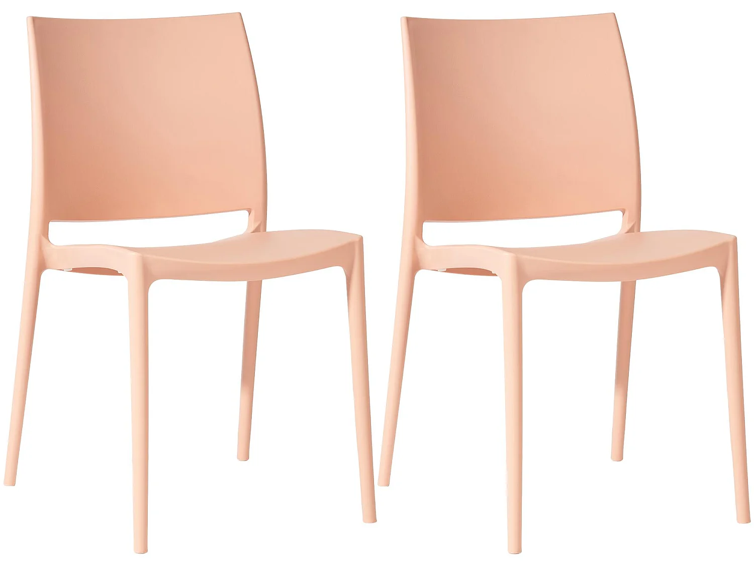 Lot de 2  Chaises de jardin - Plastique - Pêche - Meton