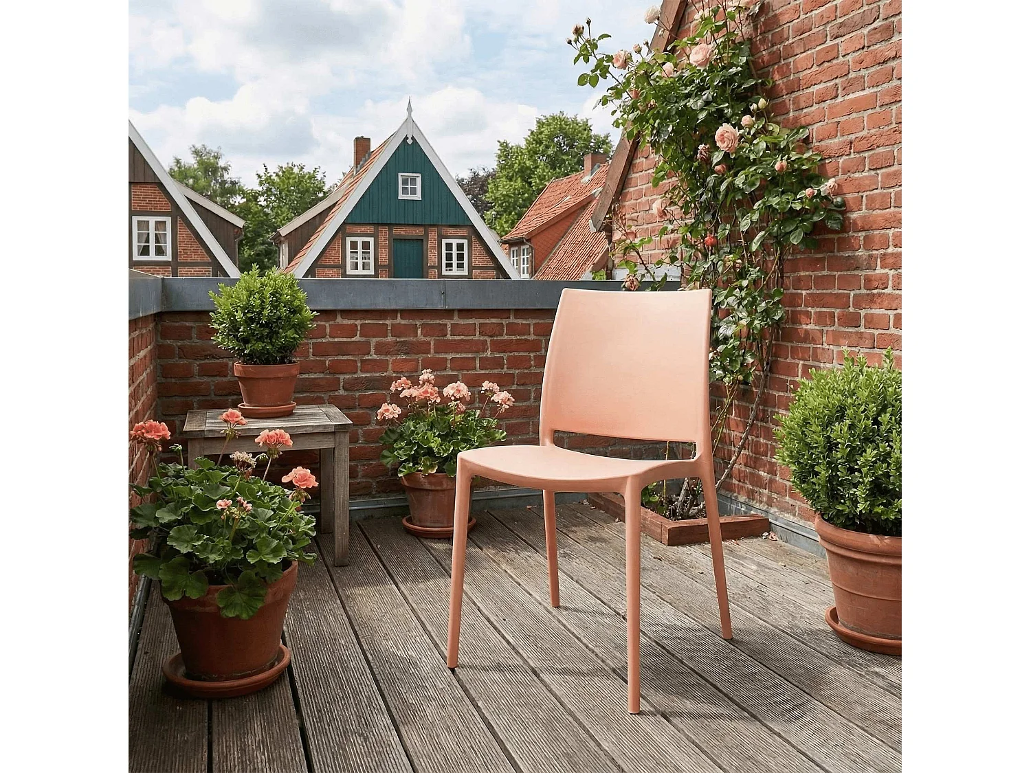 Lot de 2  Chaises de jardin - Plastique - Pêche - Meton