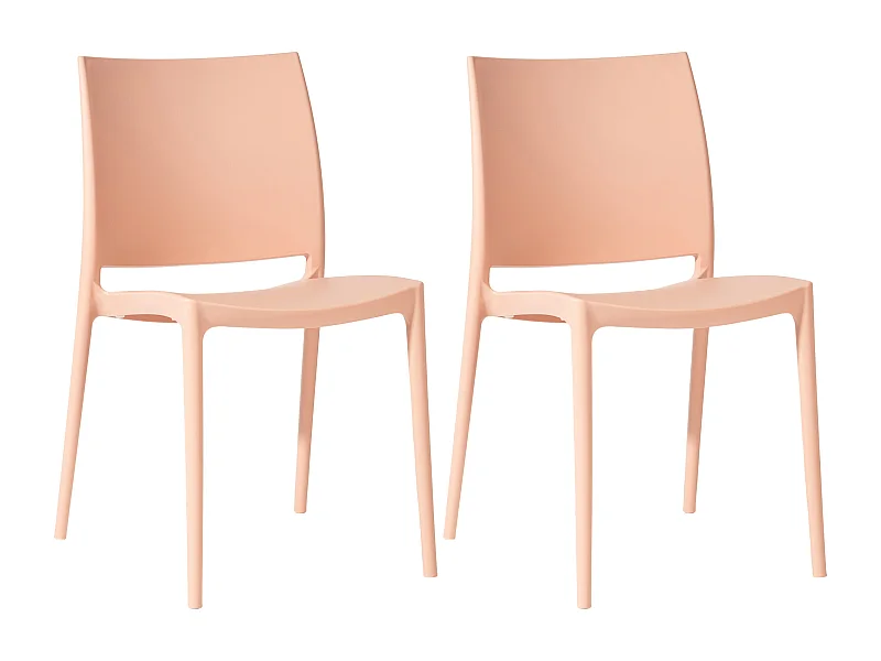 Lot de 2  Chaises de jardin - Plastique - Pêche - Meton