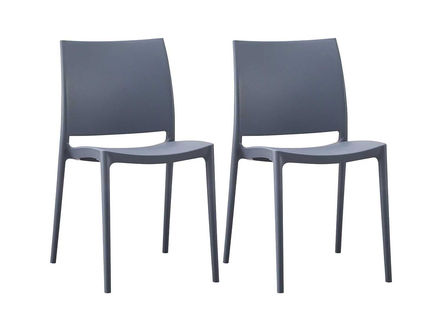 Lot de 2  Chaises de jardin - Plastique - Gris - Meton