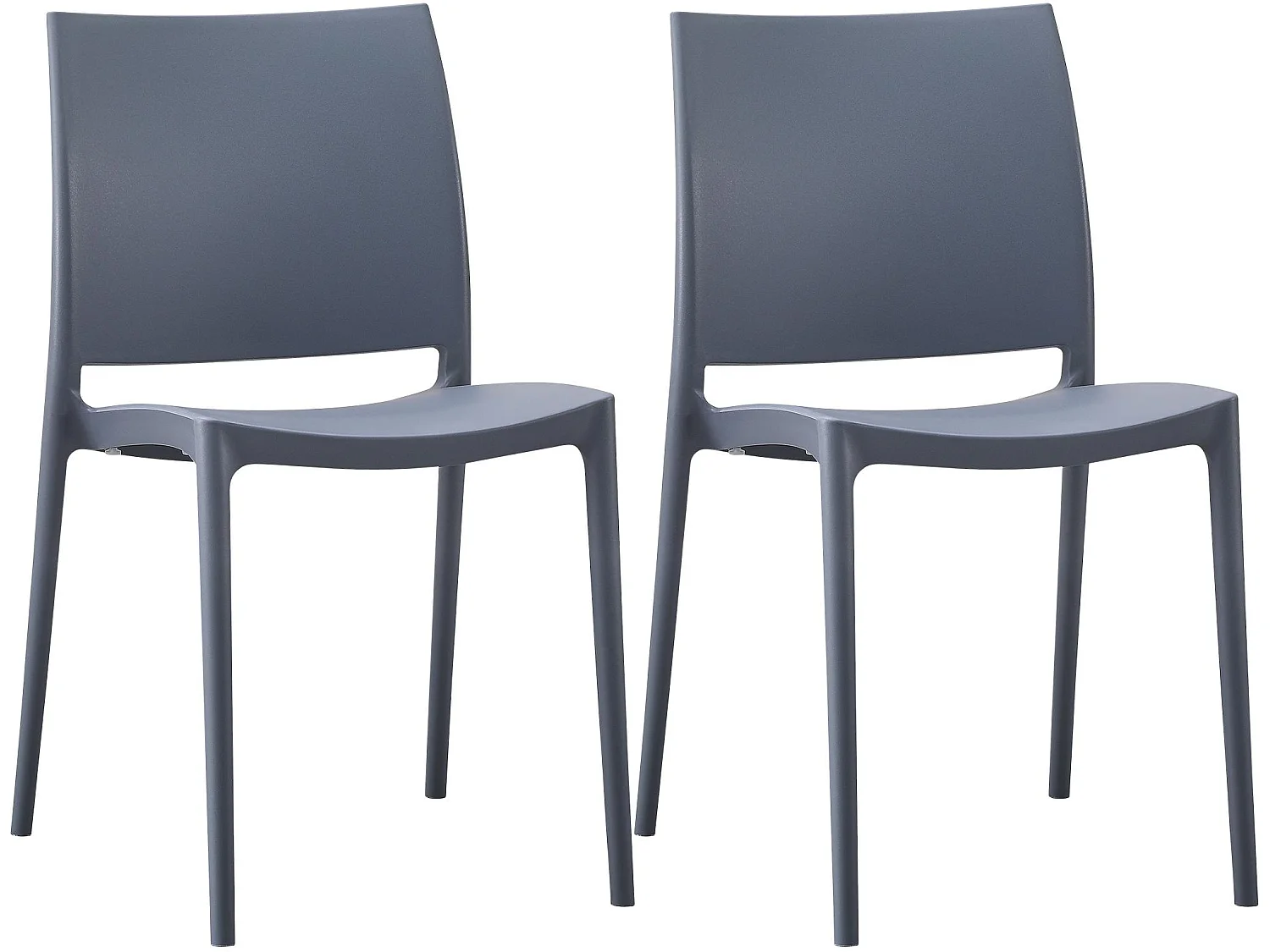 Lot de 2  Chaises de jardin - Plastique - Gris - Meton