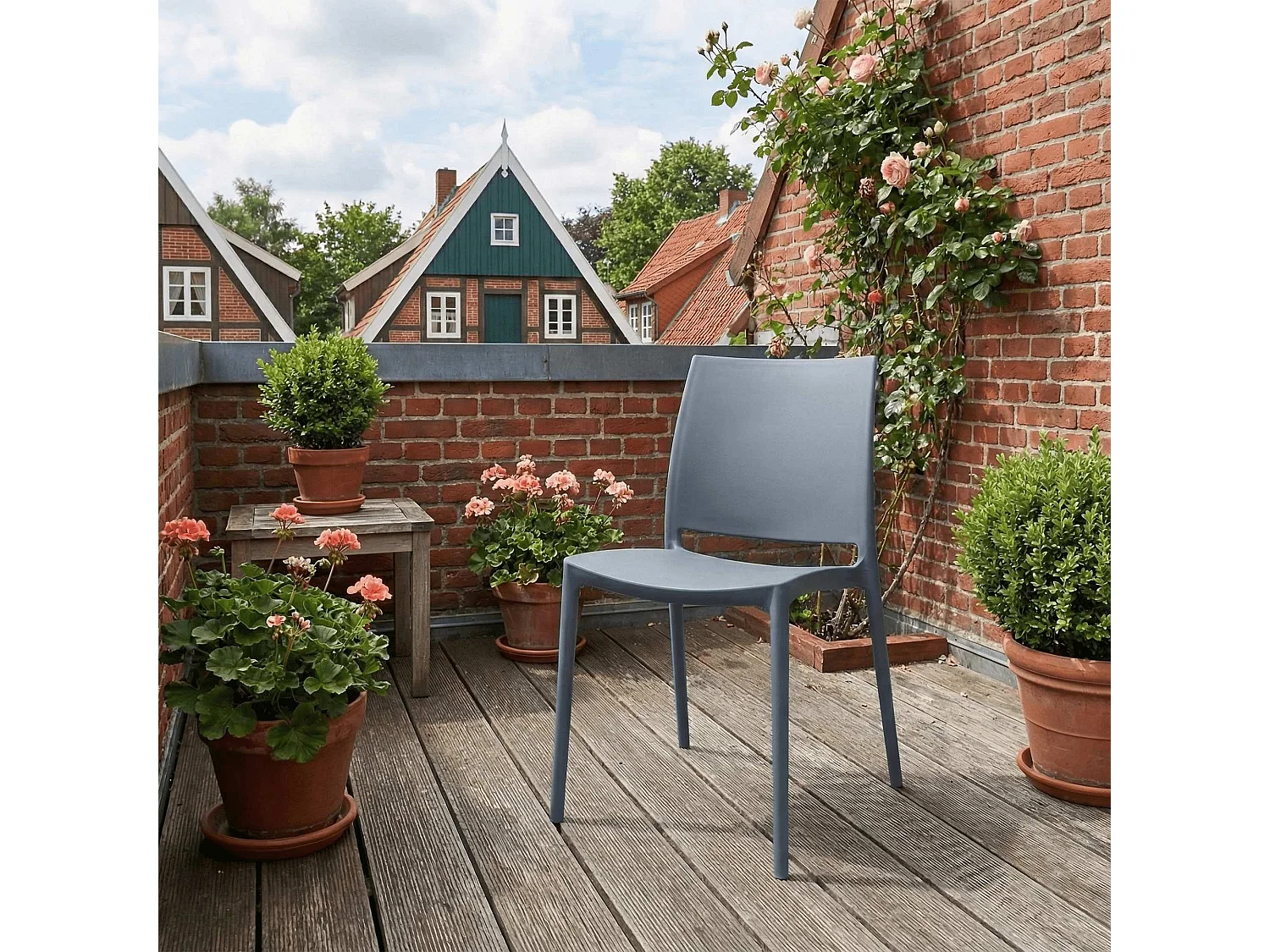 Lot de 2  Chaises de jardin - Plastique - Gris - Meton