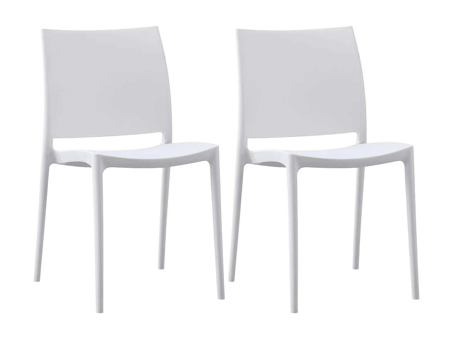 Lot de 2  Chaises de jardin - Plastique - Blanc - Meton
