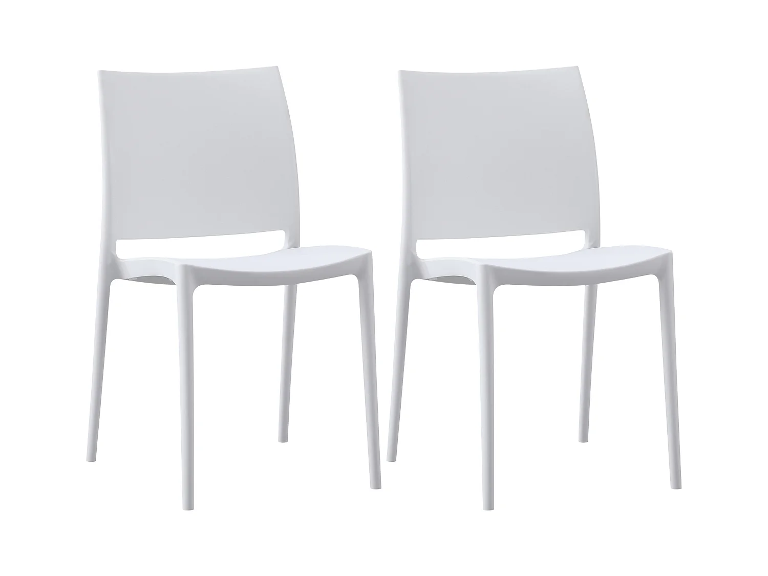 Lot de 2  Chaises de jardin - Plastique - Blanc - Meton