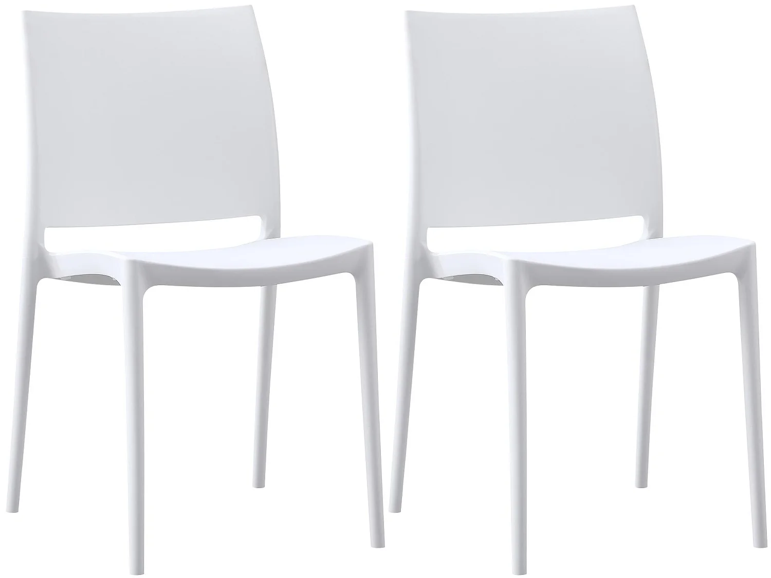 Lot de 2  Chaises de jardin - Plastique - Blanc - Meton