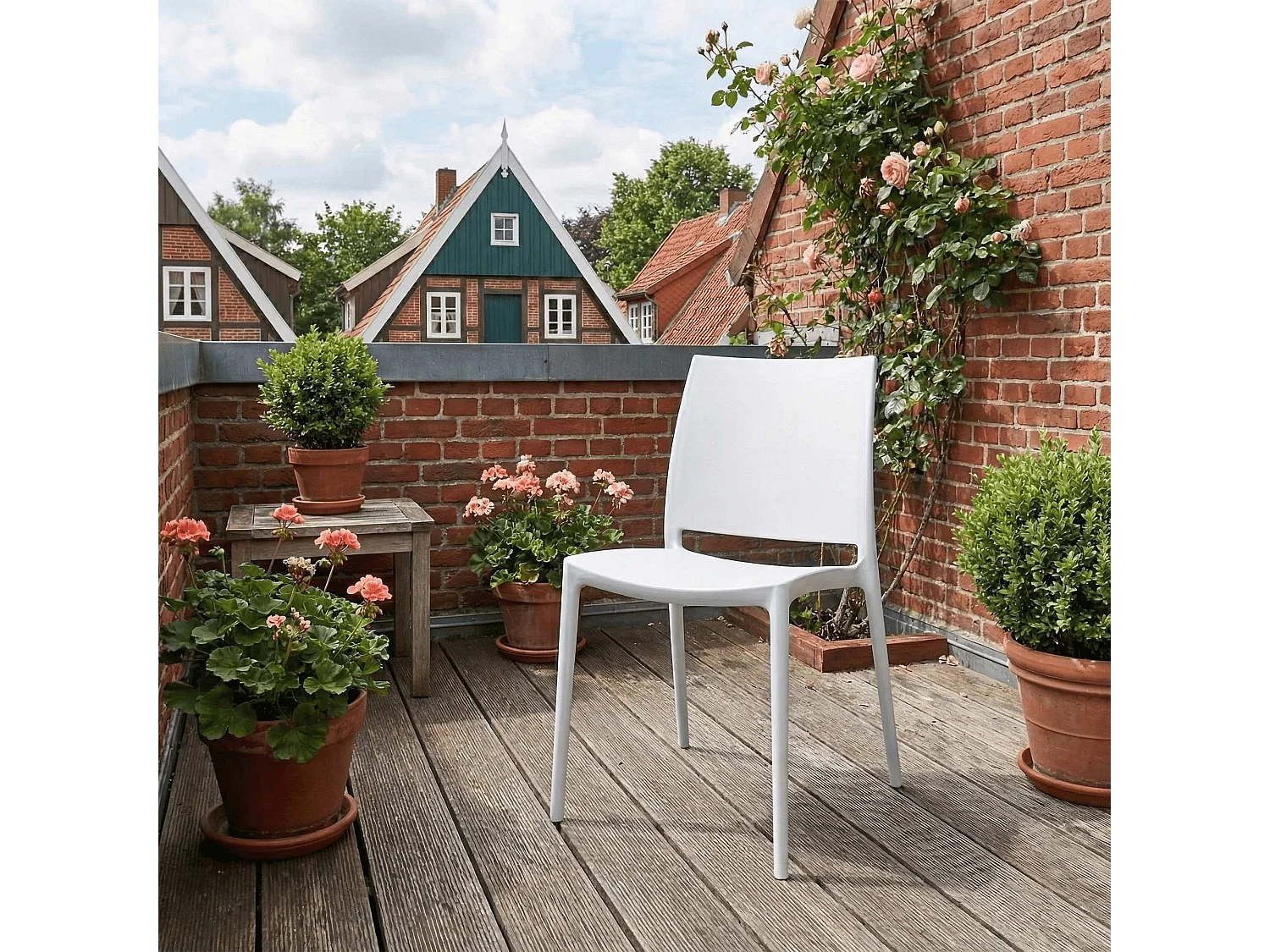 Lot de 2  Chaises de jardin - Plastique - Blanc - Meton