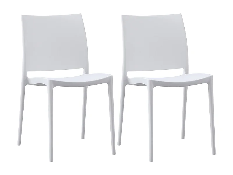 Lot de 2  Chaises de jardin - Plastique - Blanc - Meton