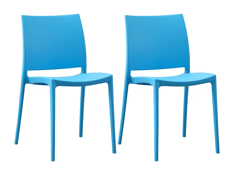 Lot de 2  Chaises de jardin - Plastique - Bleu - Meton
