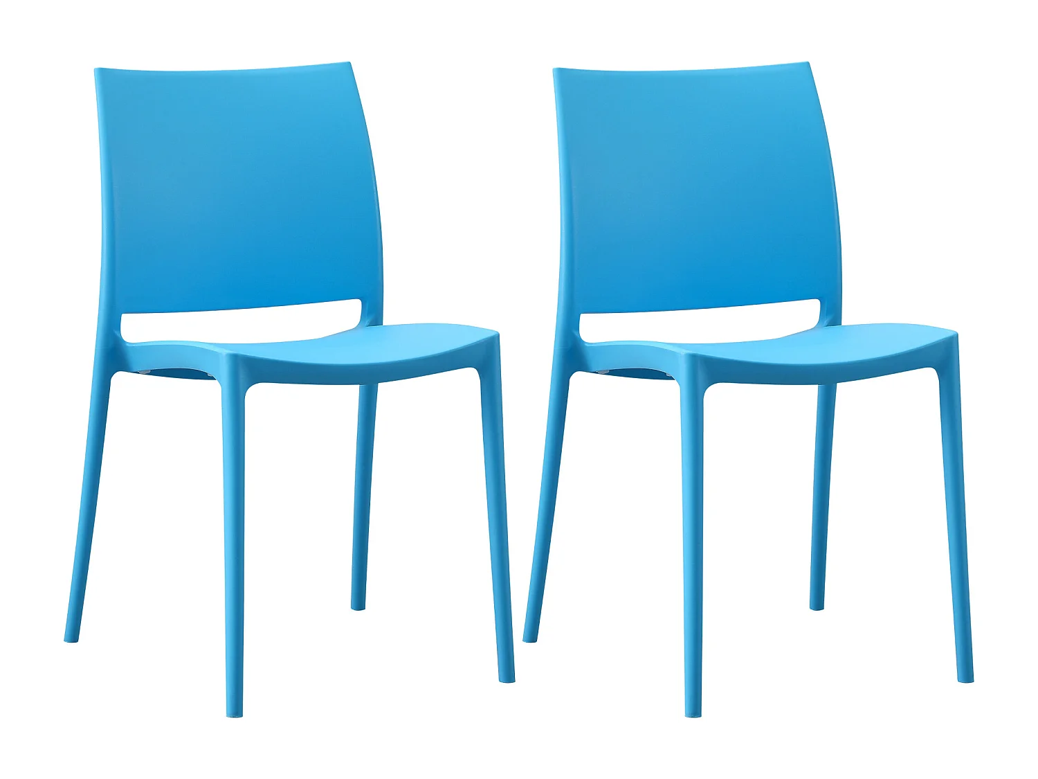 Lot de 2  Chaises de jardin - Plastique - Bleu - Meton