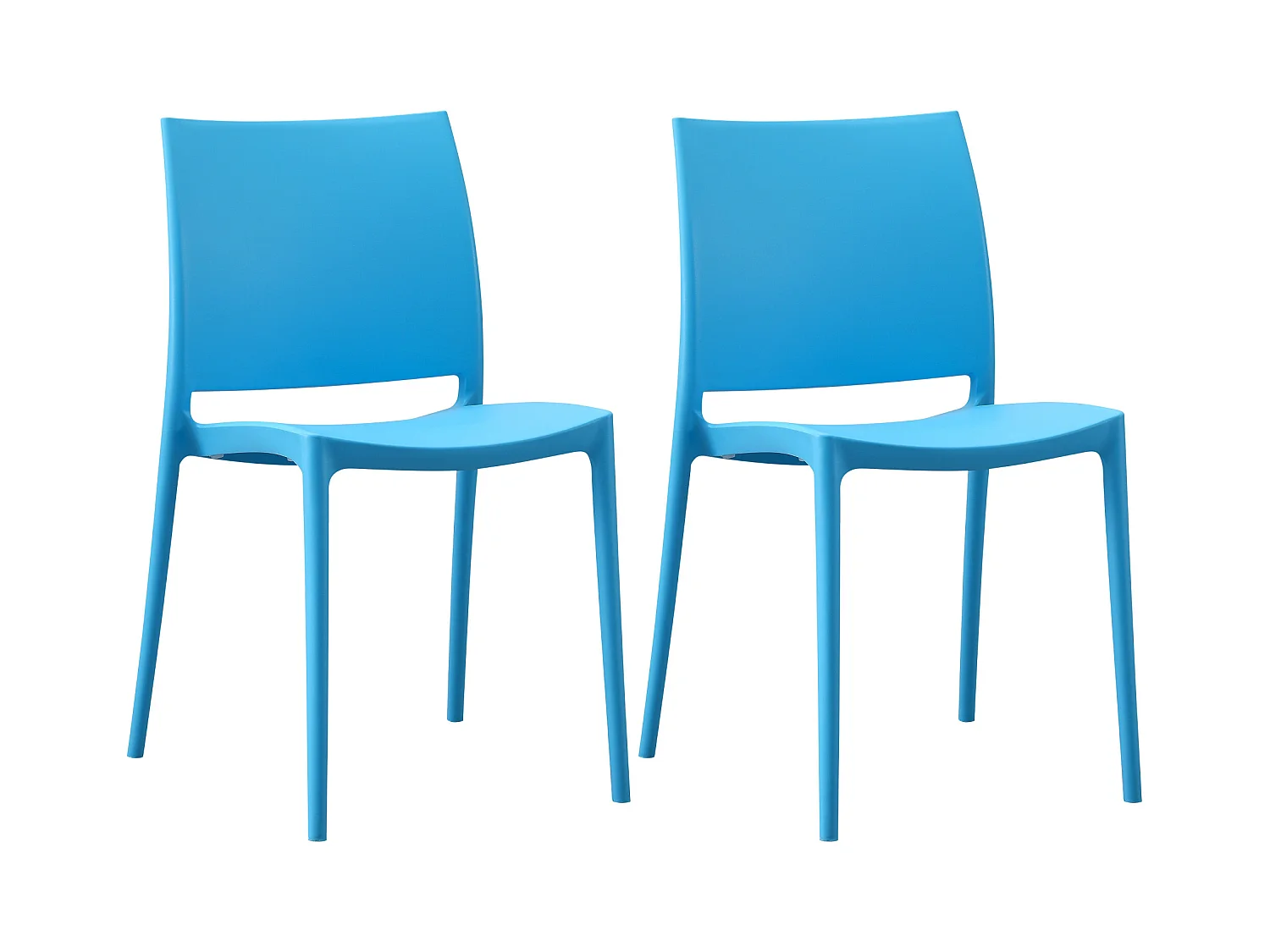 Lot de 2  Chaises de jardin - Plastique - Bleu - Meton