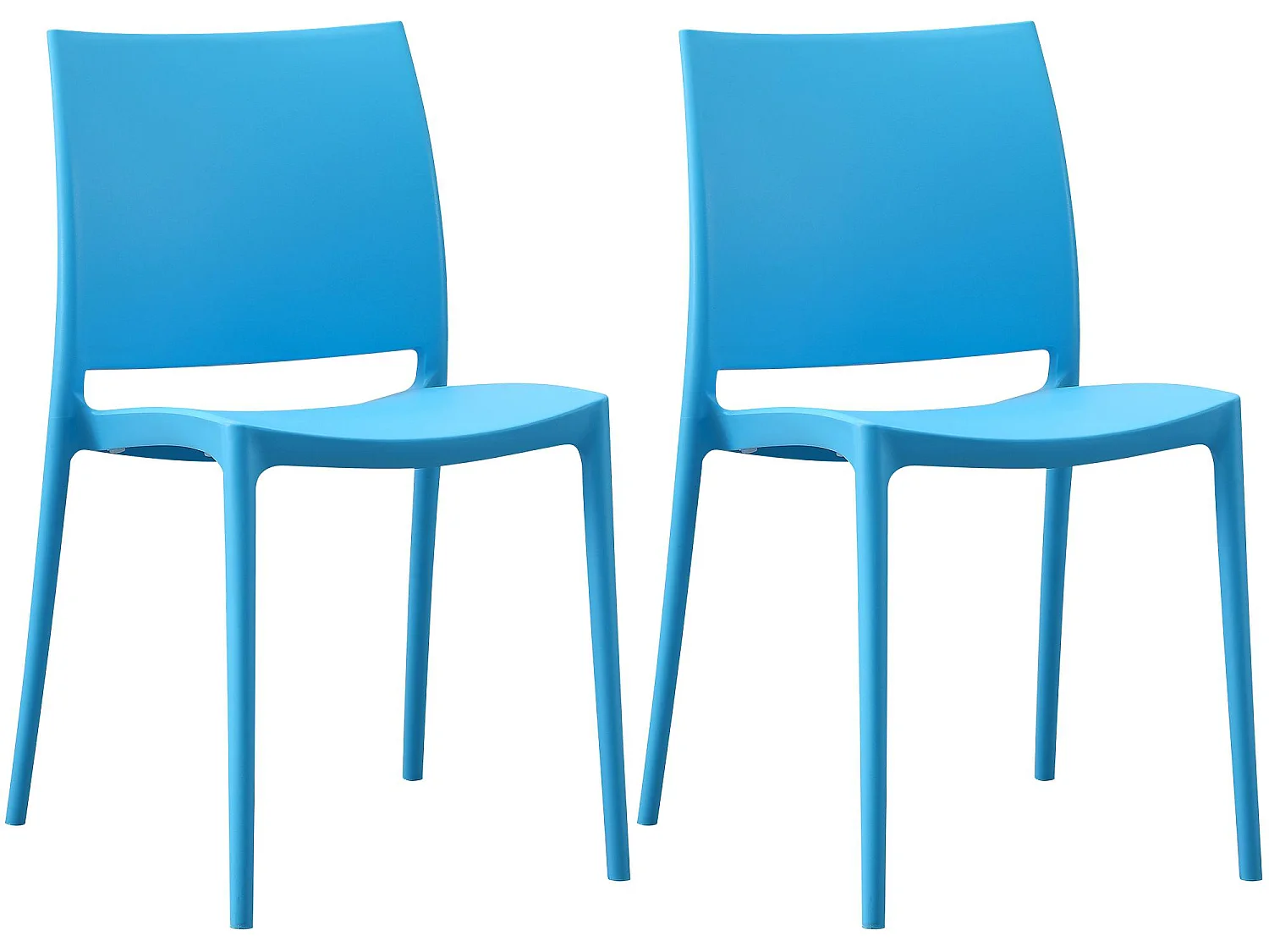 Lot de 2  Chaises de jardin - Plastique - Bleu - Meton