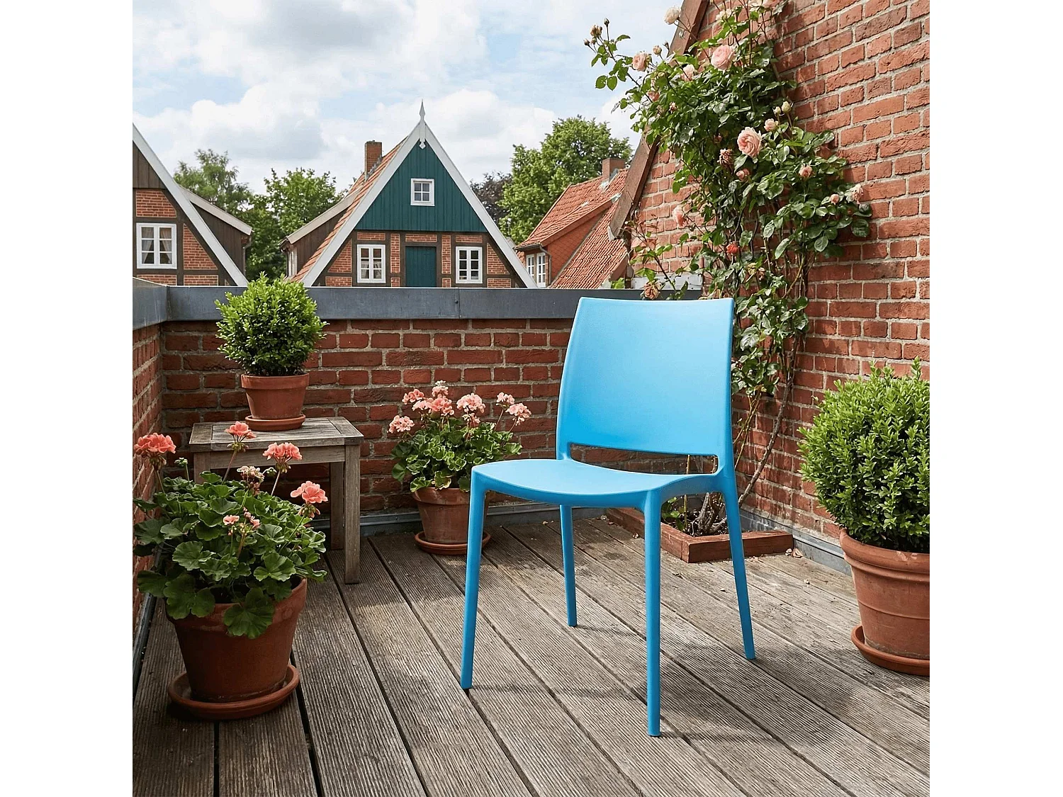 Lot de 2  Chaises de jardin - Plastique - Bleu - Meton
