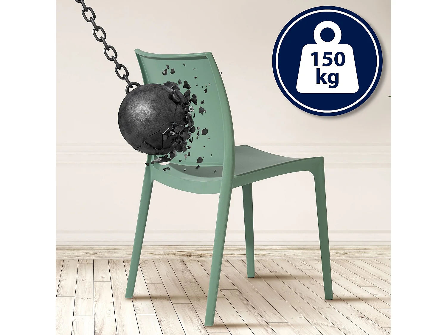 Lot de 2  Chaises de jardin - Plastique - Olive - Meton