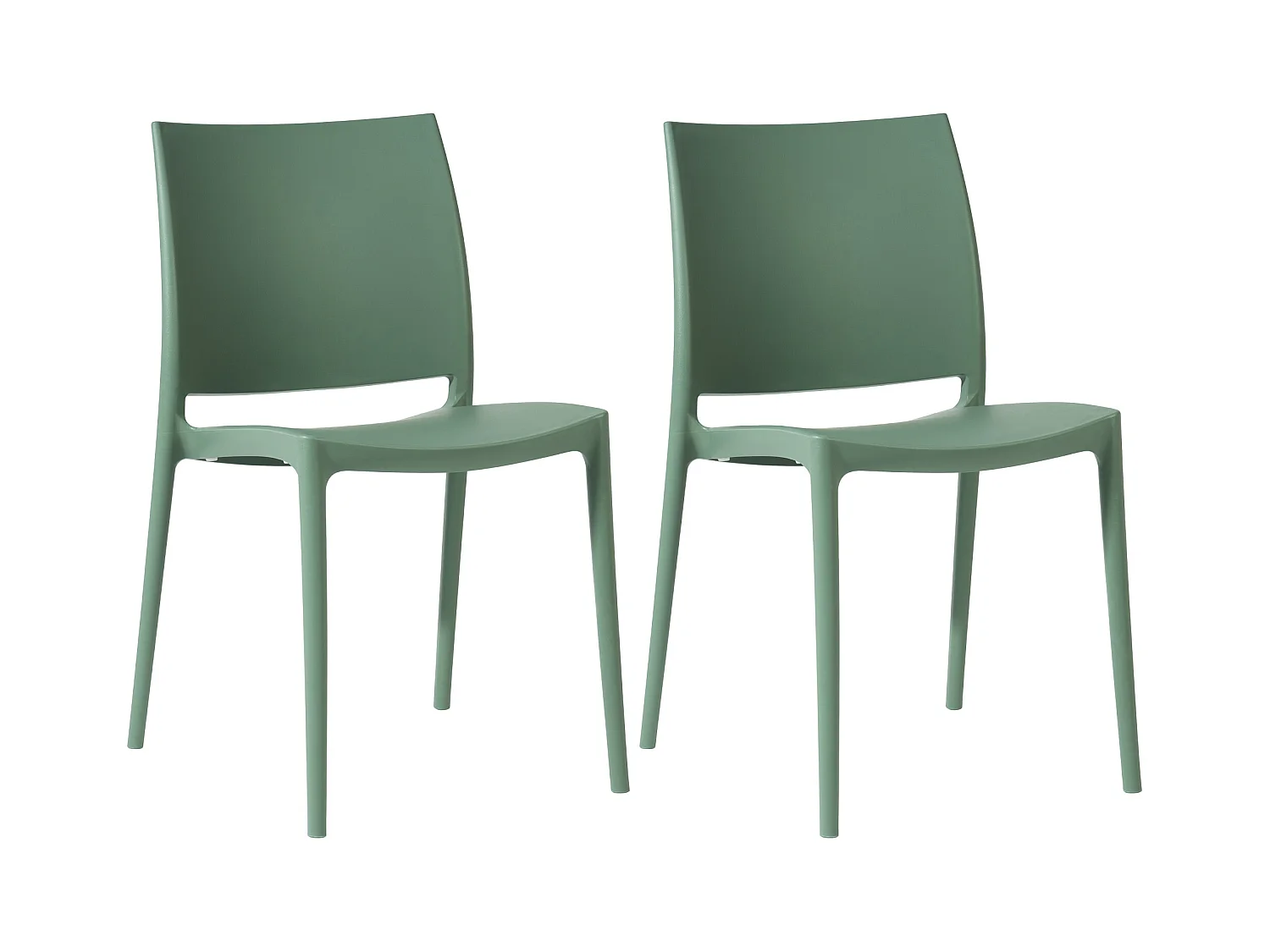 Lot de 2  Chaises de jardin - Plastique - Olive - Meton