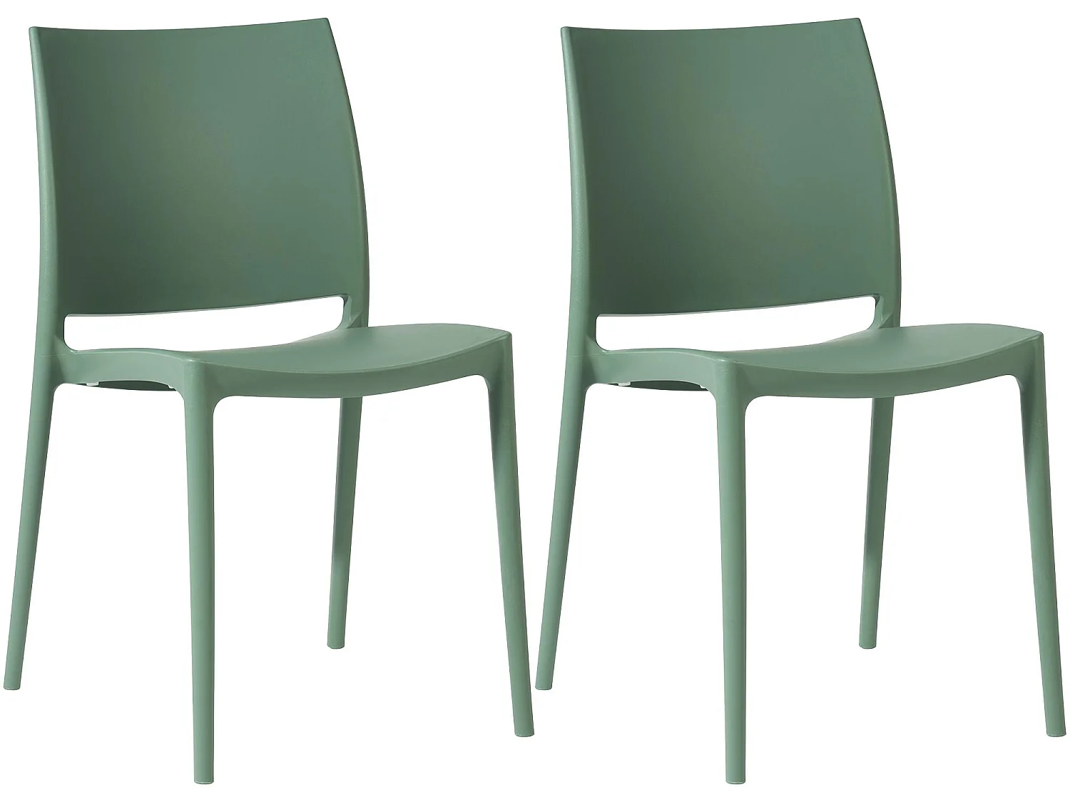 Lot de 2  Chaises de jardin - Plastique - Olive - Meton