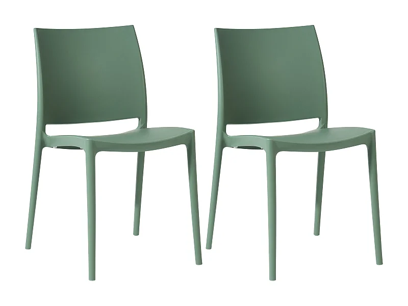 Lot de 2  Chaises de jardin - Plastique - Olive - Meton