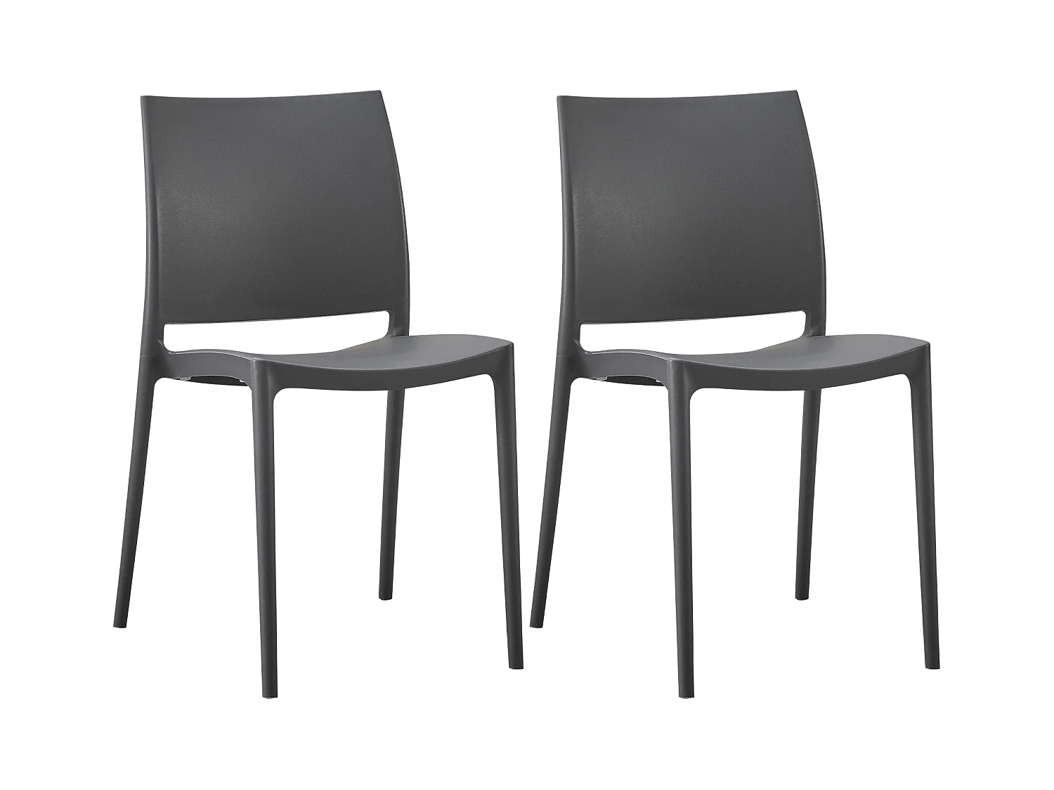 Lot de 2  Chaises de jardin - Plastique - Gris foncé - Meton