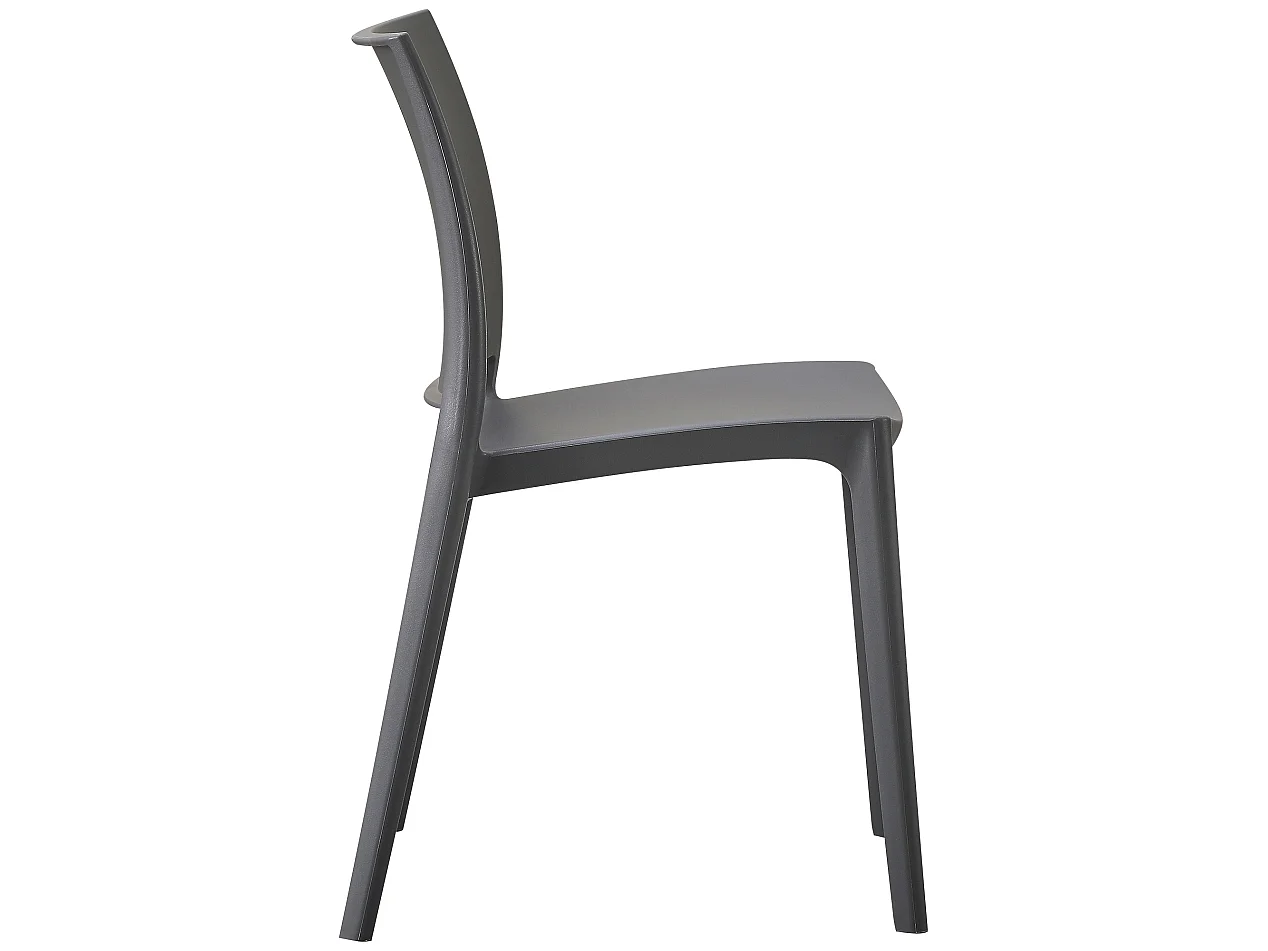 Lot de 2  Chaises de jardin - Plastique - Gris foncé - Meton