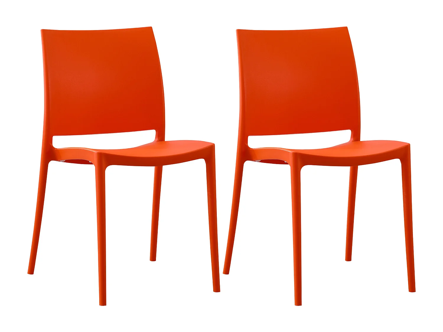 Lot de 2  Chaises de jardin - Plastique - Orange - Meton