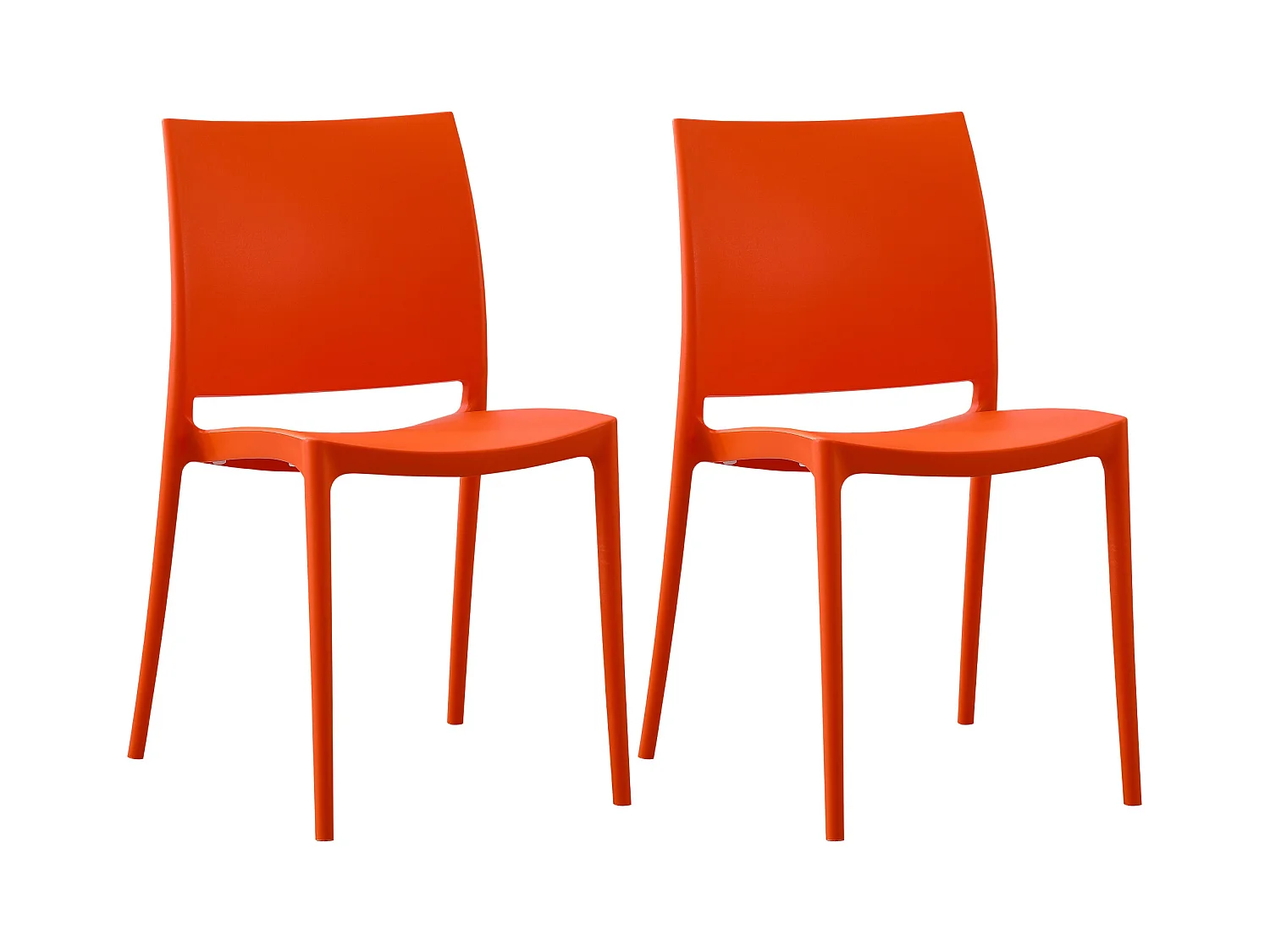 Lot de 2  Chaises de jardin - Plastique - Orange - Meton