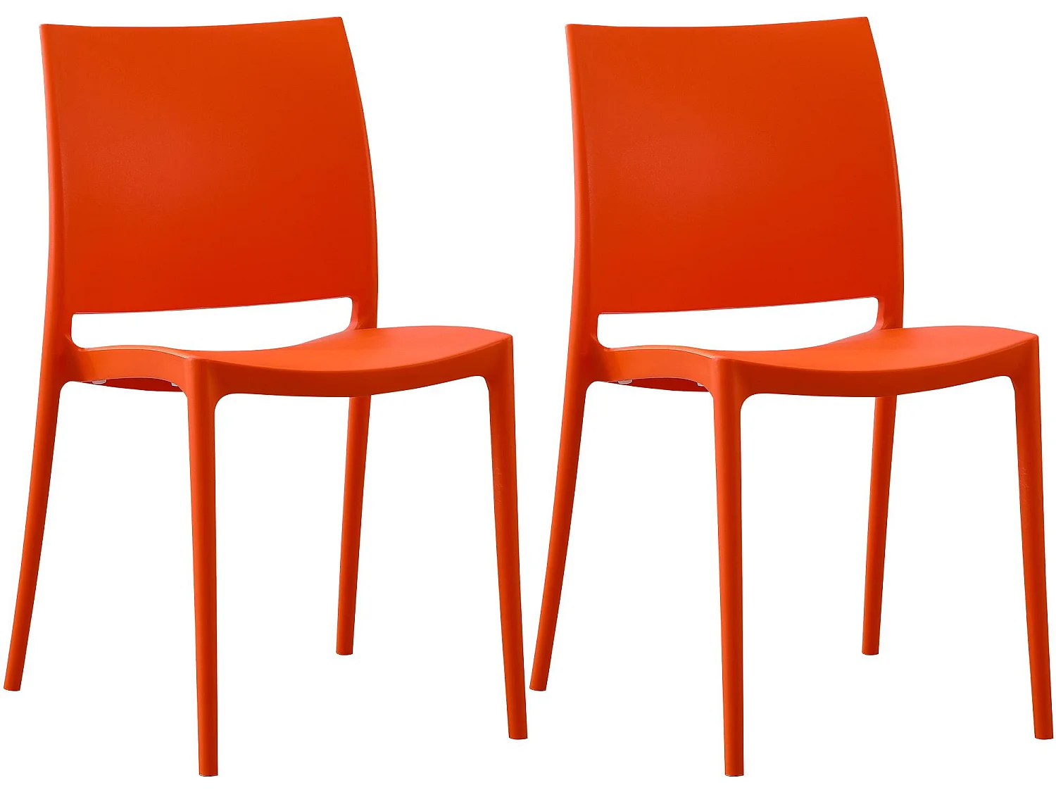 Lot de 2  Chaises de jardin - Plastique - Orange - Meton