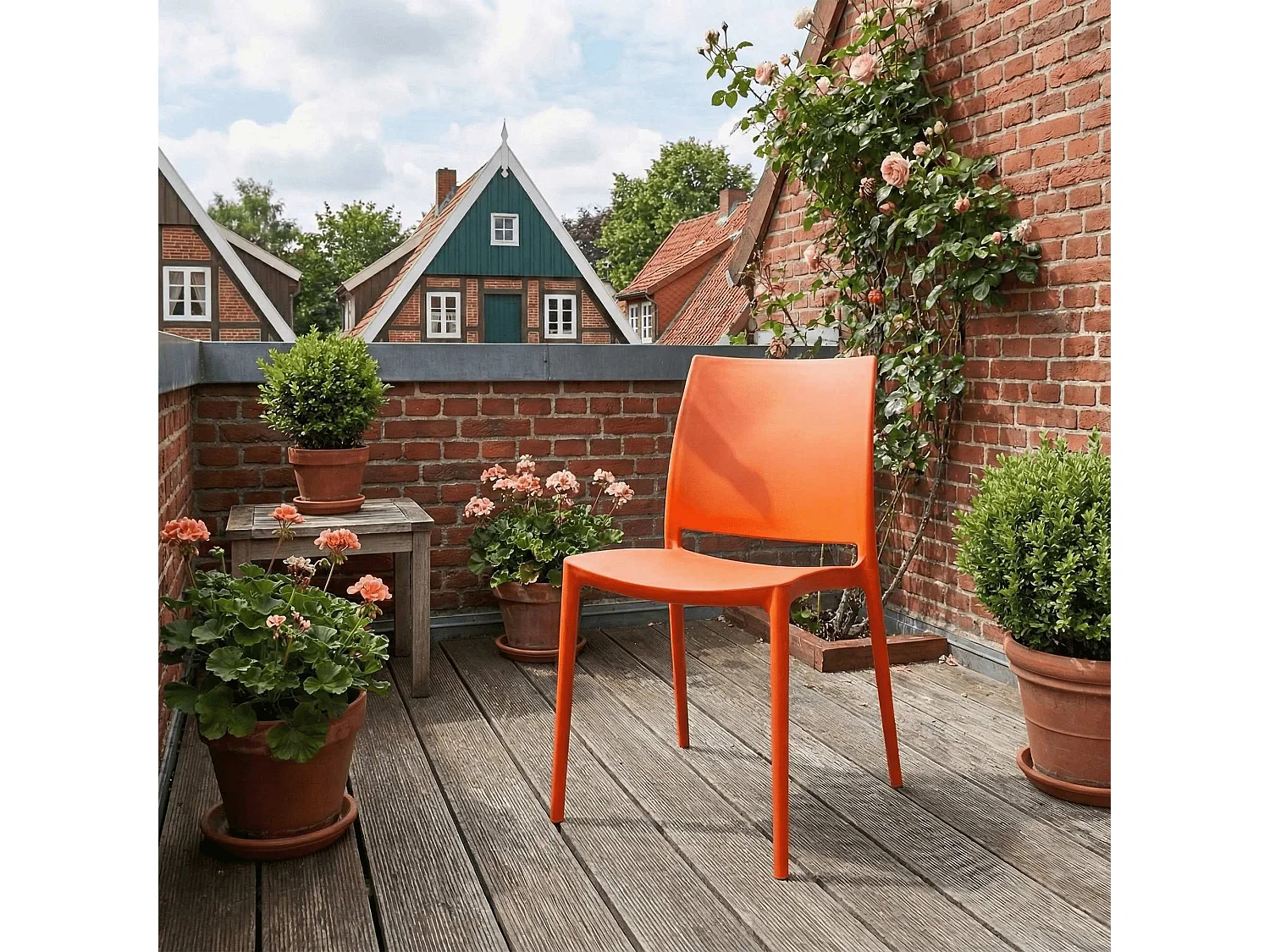 Lot de 2  Chaises de jardin - Plastique - Orange - Meton