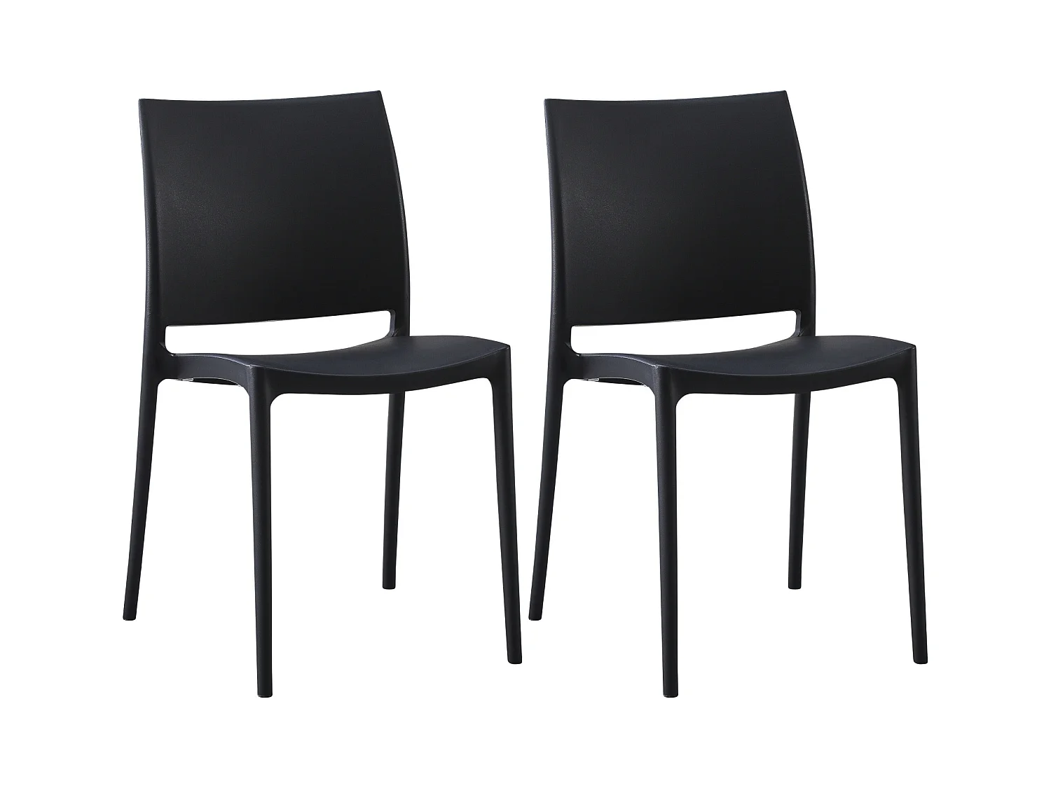 Lot de 2  Chaises de jardin - Plastique - Noir - Meton
