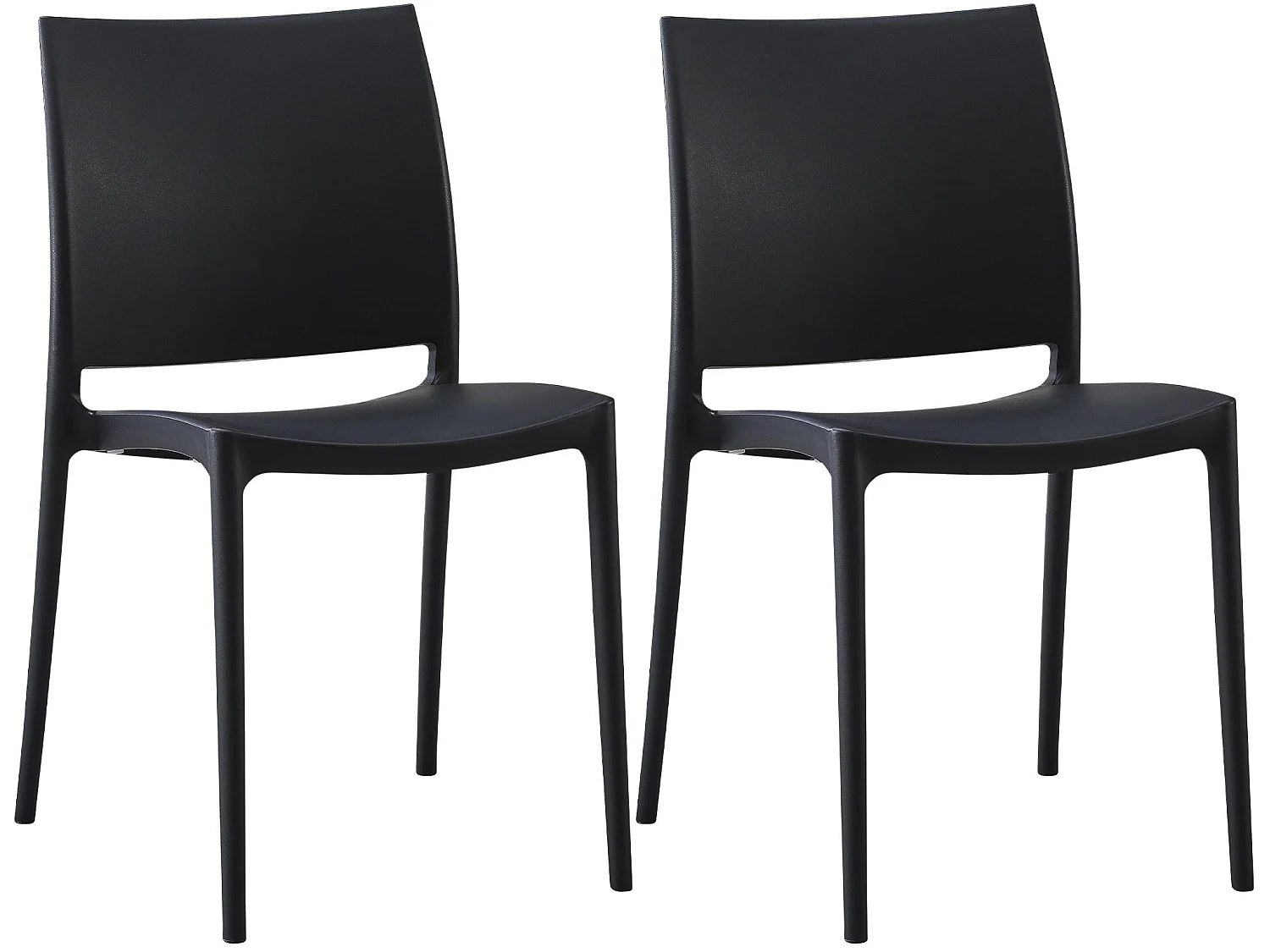 Lot de 2  Chaises de jardin - Plastique - Noir - Meton